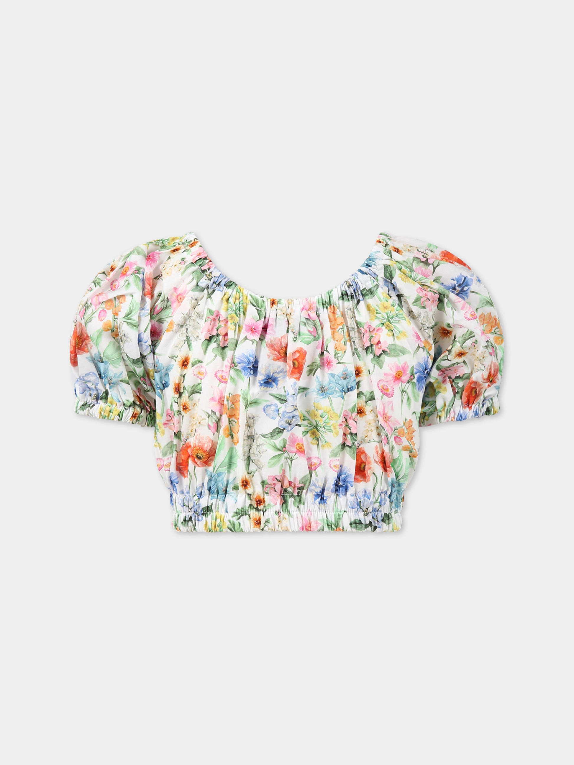 T-shirt multicolor per bambina con stampa floreale,Paade Mode,232111419