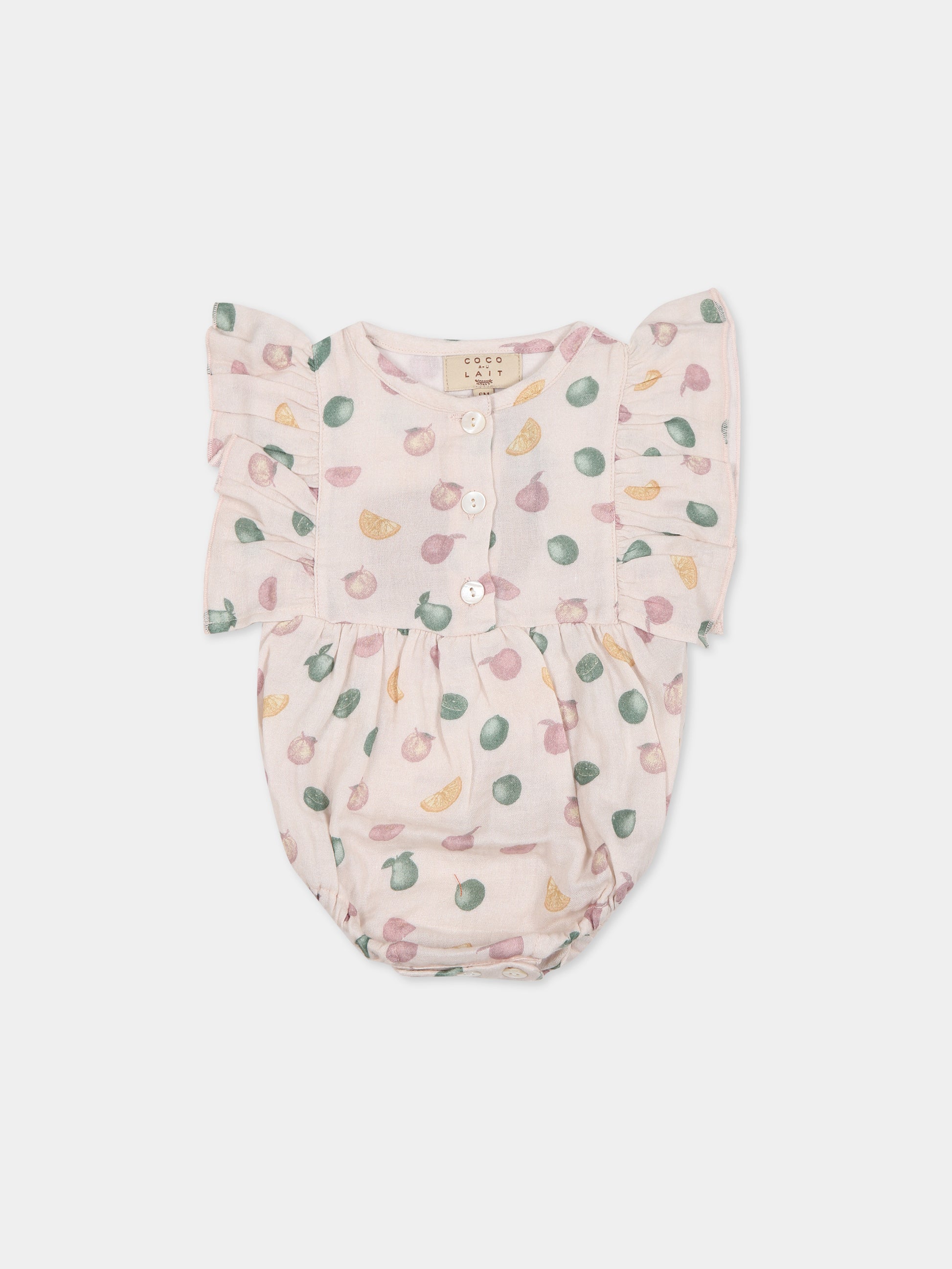 Pagliaccetto rosa per neonata con stampa frutta,Coco Au Lait,14COCO1034