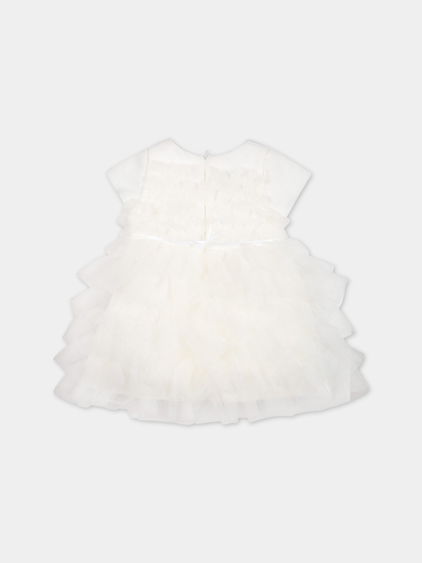 Vestito bianco per neonata con logo,Blumarine Baby,IA3116J6624 10602