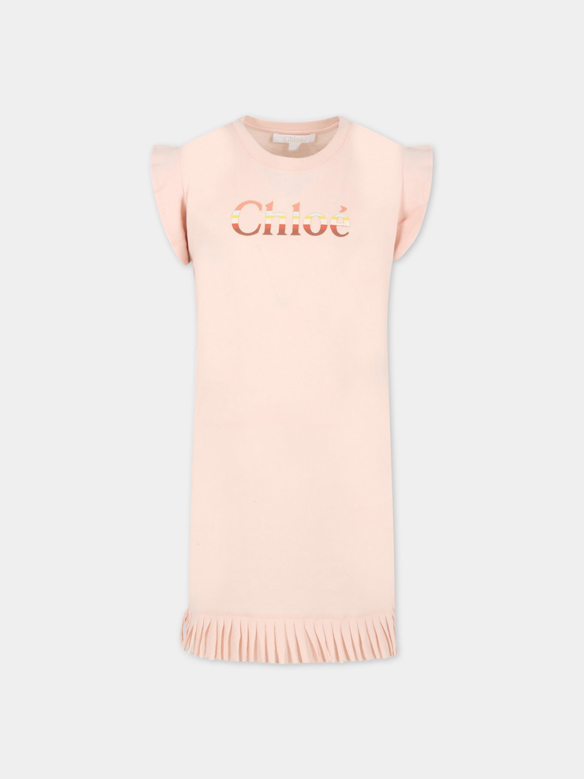Vestito rosa per bambina con logo,Chloé Kids,C12907 45K