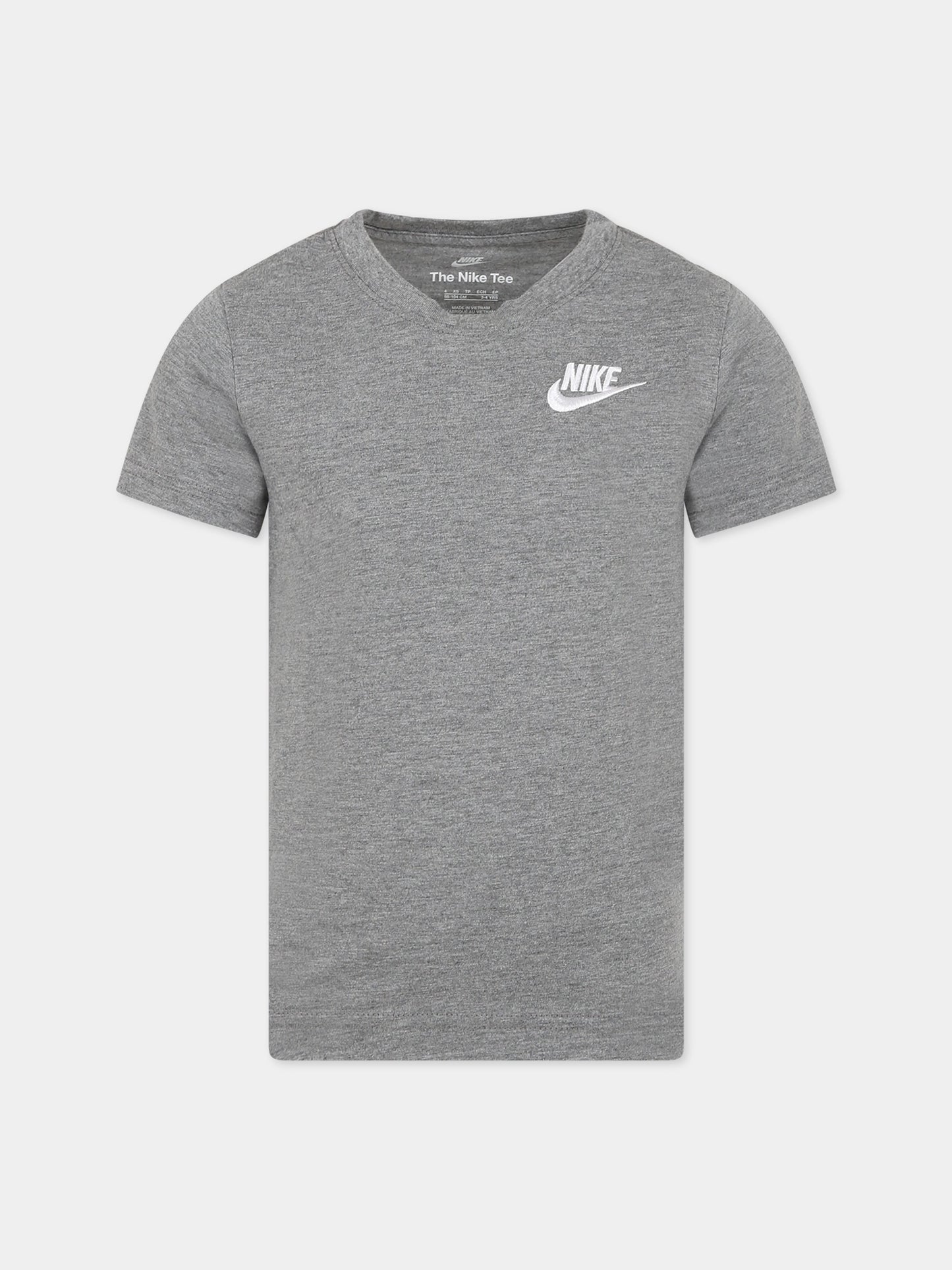 T-shirt grigia per bambini con iconico swoosh,Nike,8UC545 GEH