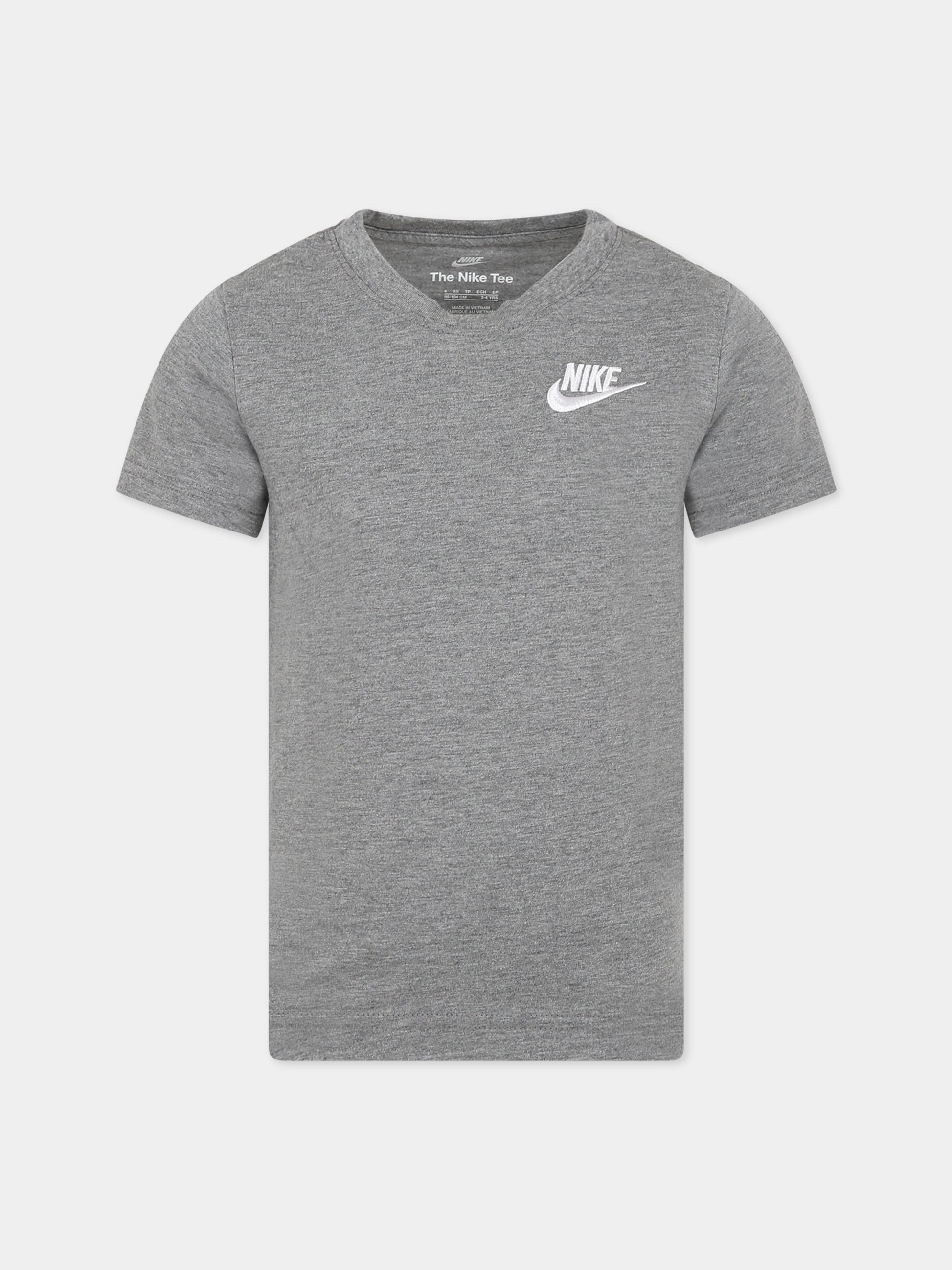 T-shirt grigia per bambini con iconico swoosh,Nike,8UC545 GEH