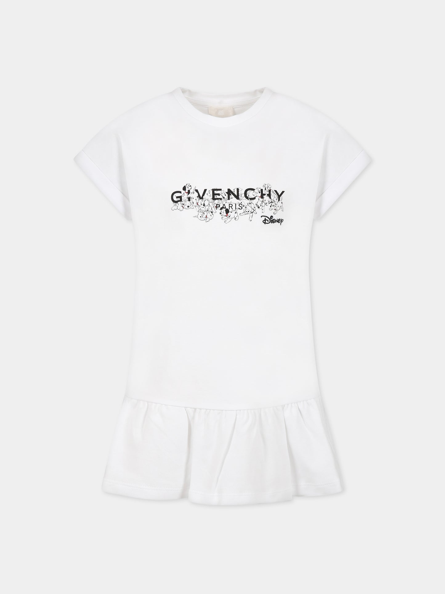 Vestito bianco per bambina con stampa la carica dei 101 e logo,Givenchy Kids,H12300 10P