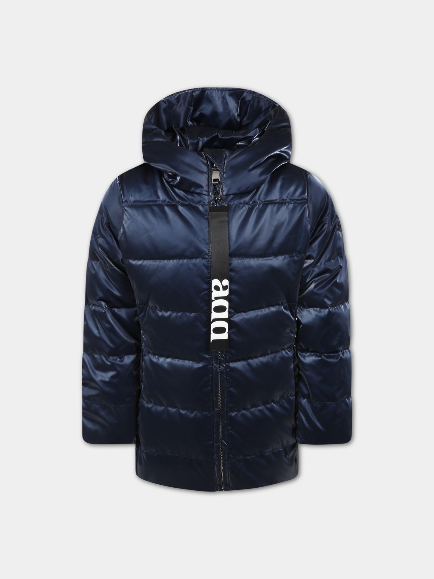 Piumino blu per bambina con logo,Add,ADFGB006 YA182 4020