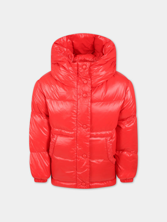 Piumino rosso per bambina con logo,Add,ADFGB009 YA283 3001
