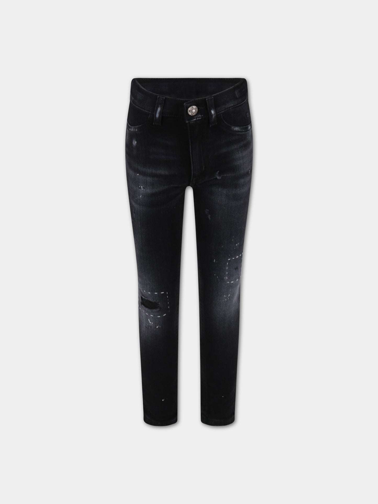 Jeans  Appetite  nero per bambina con dettagli bianchi,Dondup Kids,DFPA102 YD027 N020