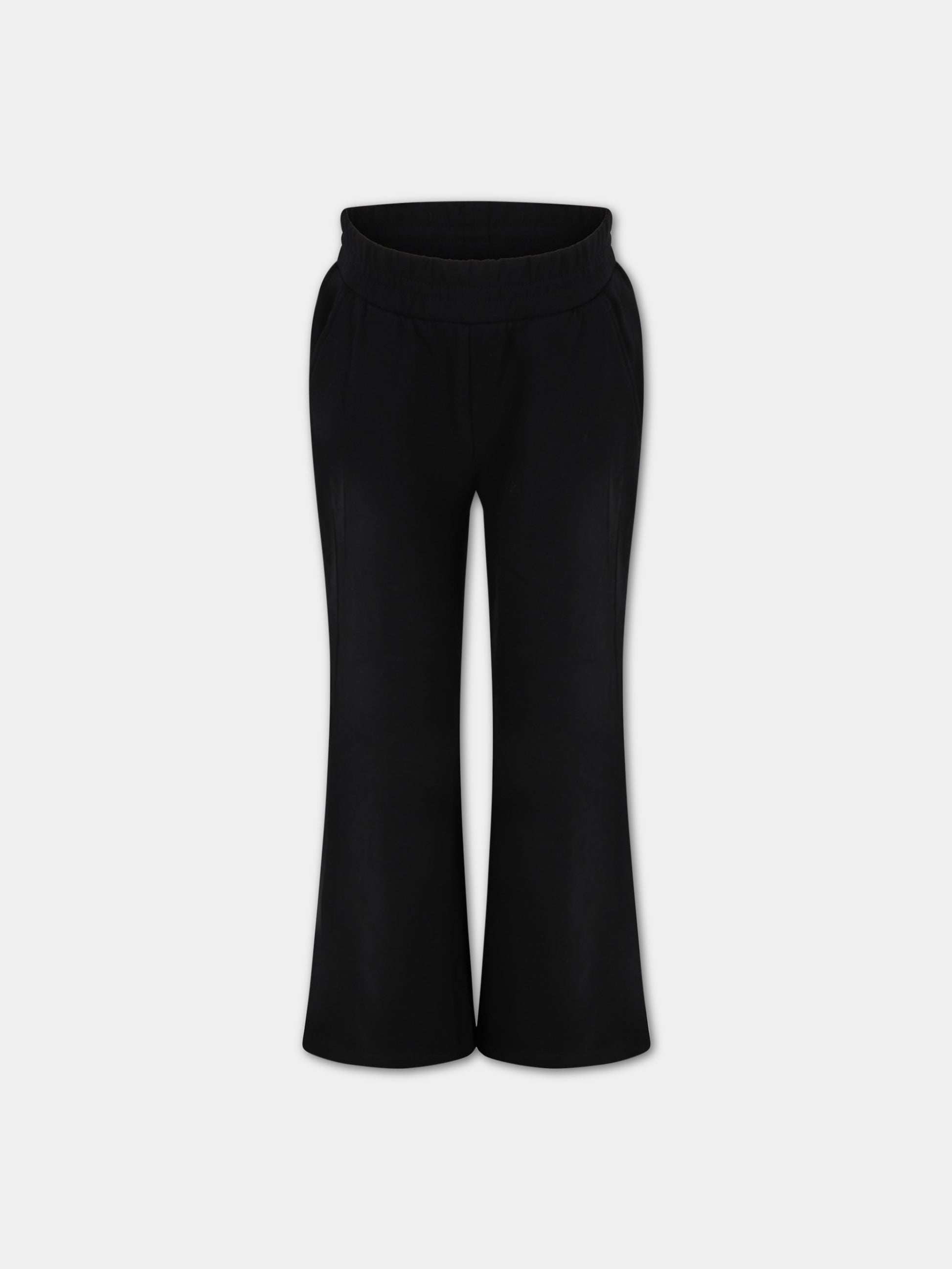 Pantaloni neri da tuta per bambina con patch logato,Dondup Kids,DFPA86 YD010 N000