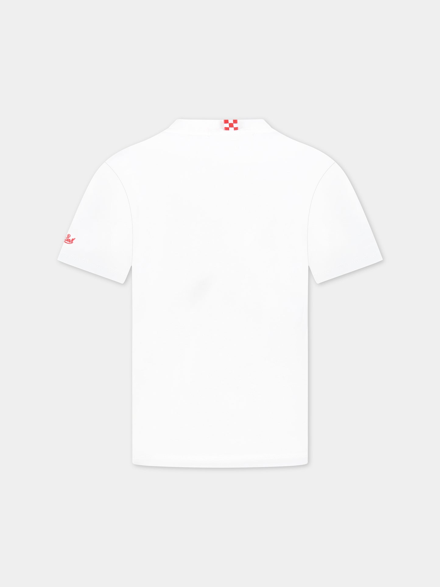 T-shirt bianca per bambino con Snoopy e logo,Mc2 Saint Barth,TSHIRT BOY SNOOPY PADEL 01N EMB