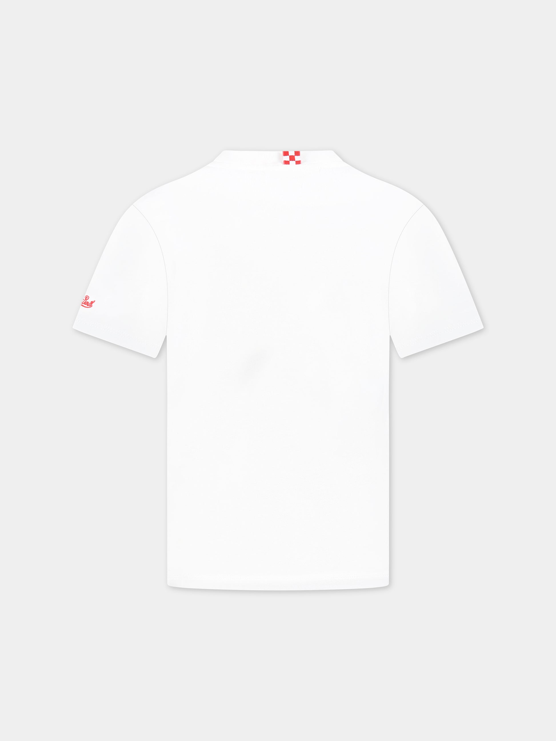 T-shirt bianca per bambino con Snoopy e logo,Mc2 Saint Barth,TSHIRT BOY SNOOPY PADEL 01N EMB