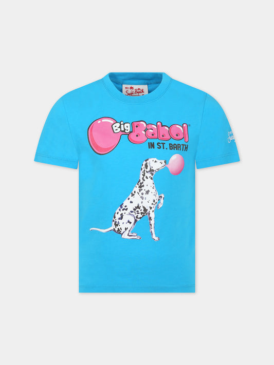 T-shirt azzurra per bambino con dalmata e logo,Mc2 Saint Barth,TSHIRT BOY DALMATIAN BIG BABOL 32