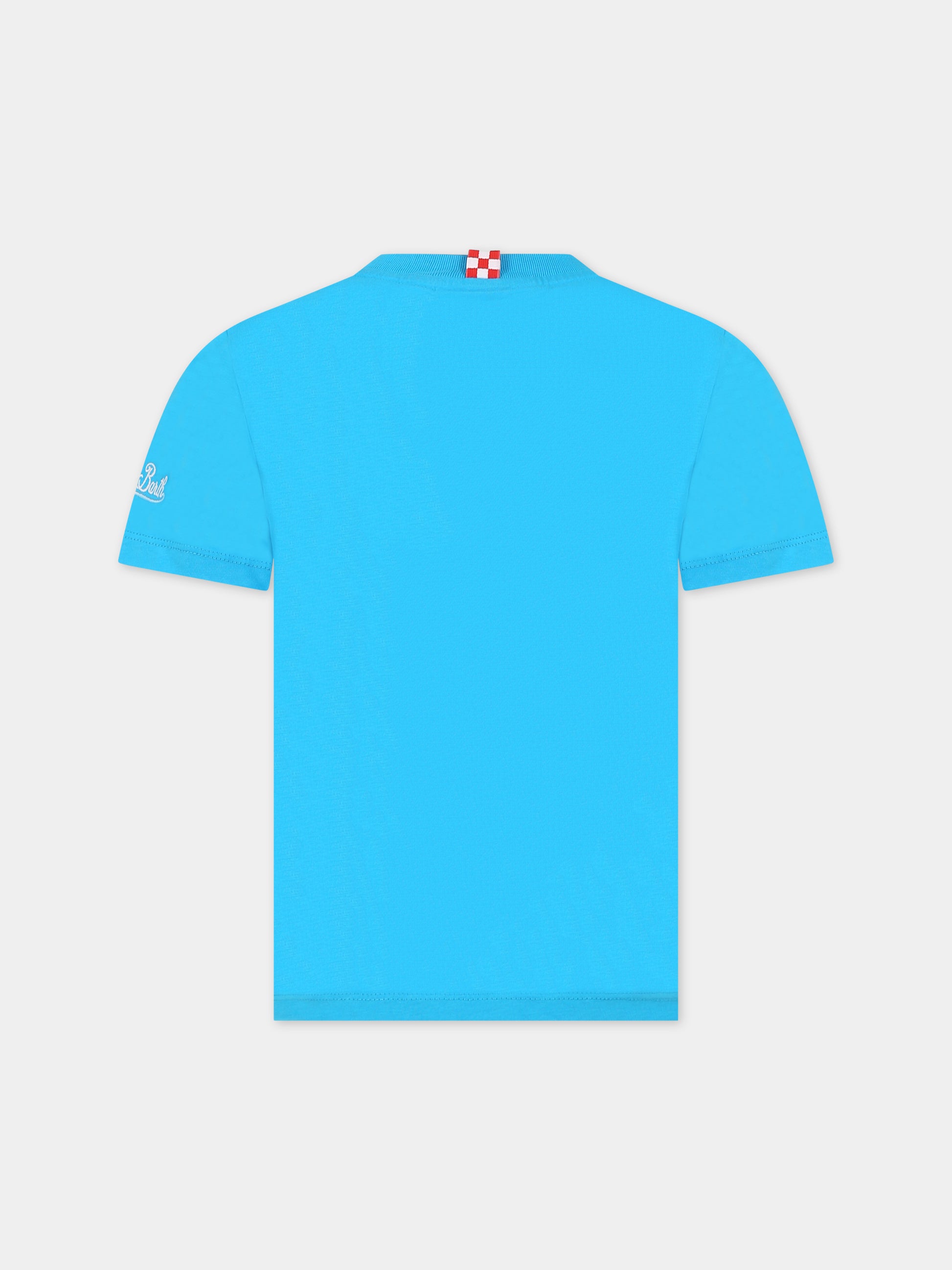 T-shirt azzurra per bambino con dalmata e logo,Mc2 Saint Barth,TSHIRT BOY DALMATIAN BIG BABOL 32