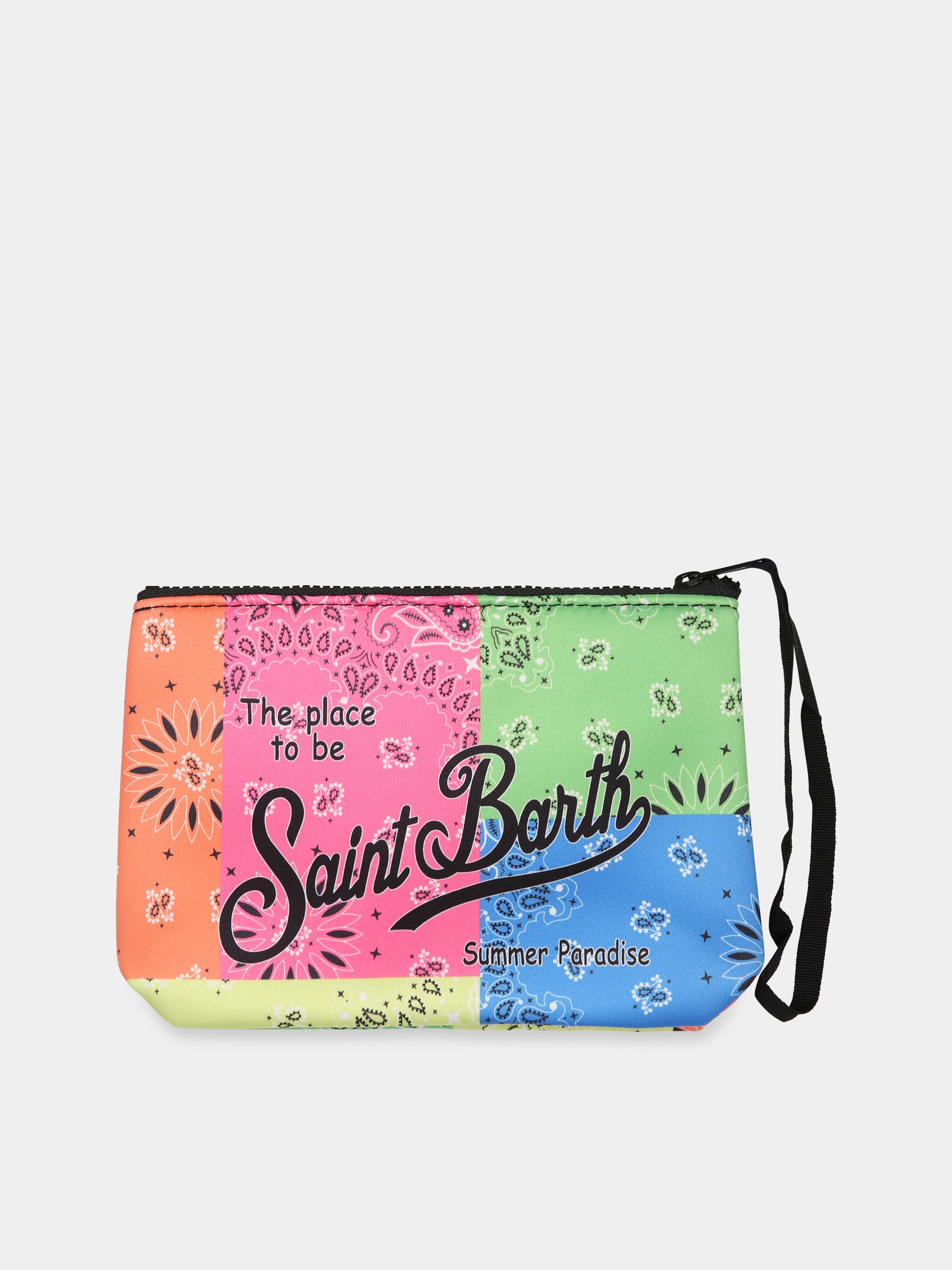 Pochette multicolor per bambina con stampa bandana e logo,Mc2 Saint Barth,ALINE SPONGE BANDANNA ROUND FLUO COL