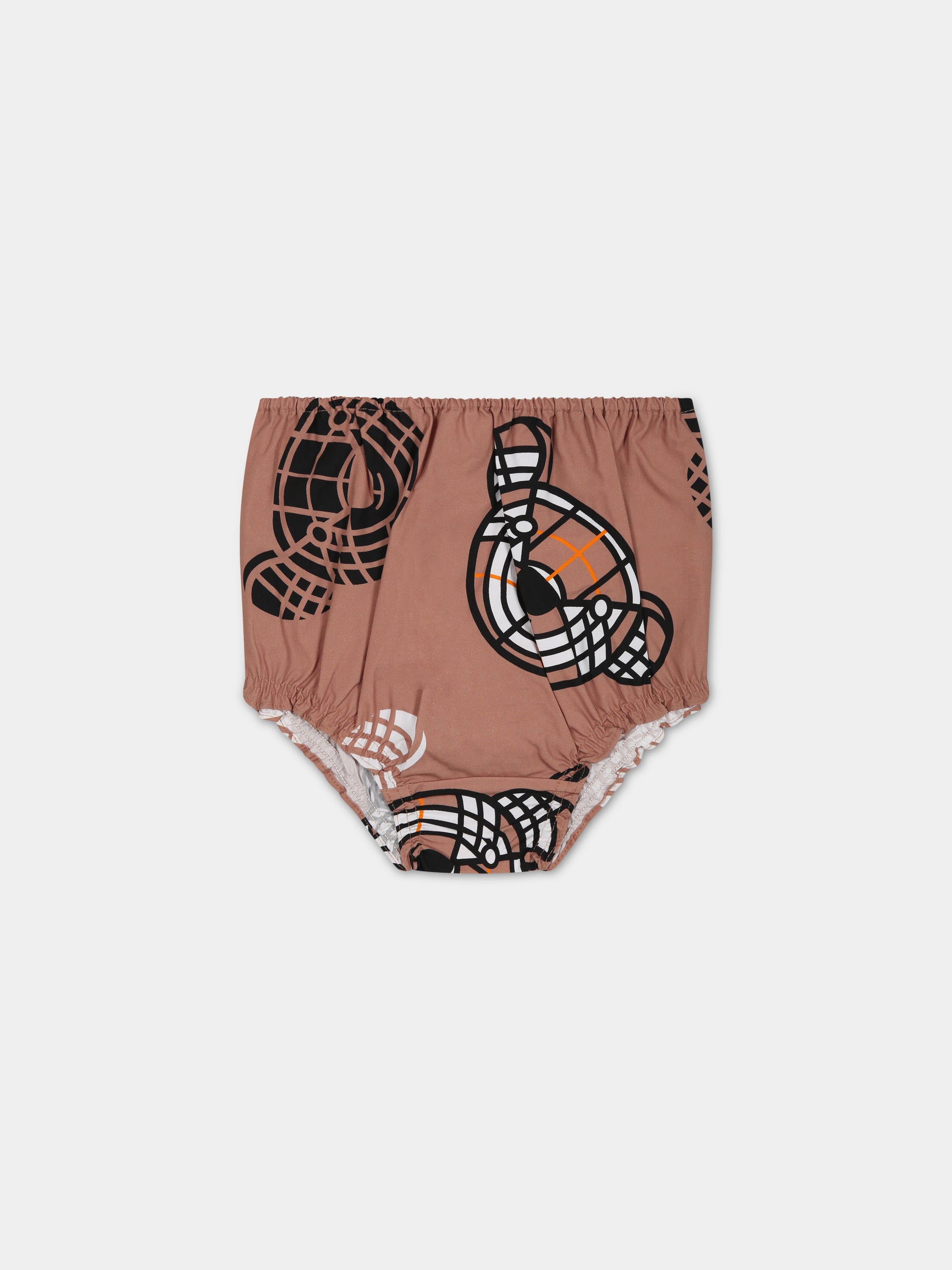 Completo beige per neonata con Teddy Bear all-over,Burberry Kids,8062577