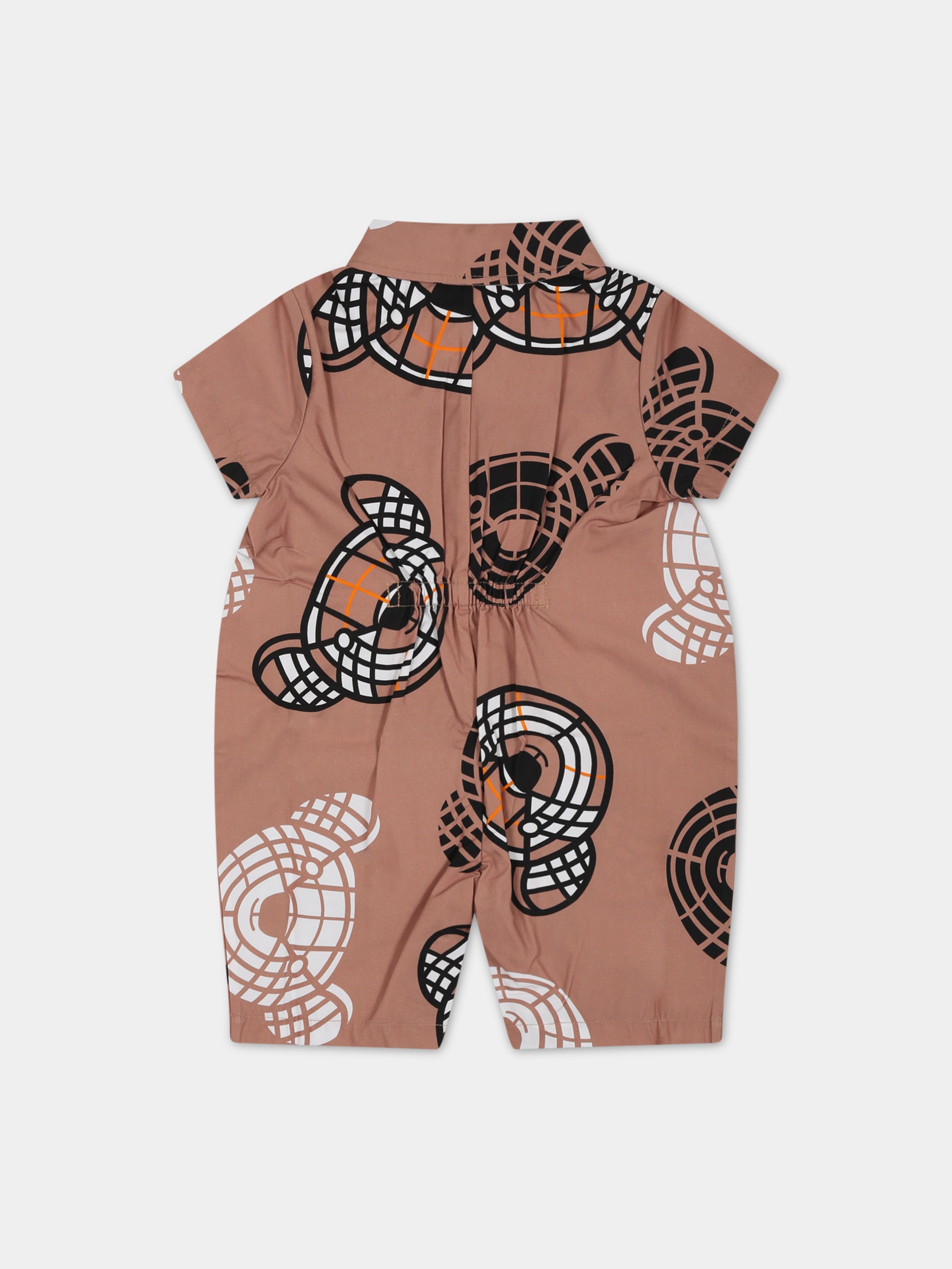 Pagliaccetto beige per neonati con Thomas Bear all-over,Burberry Kids,8062578