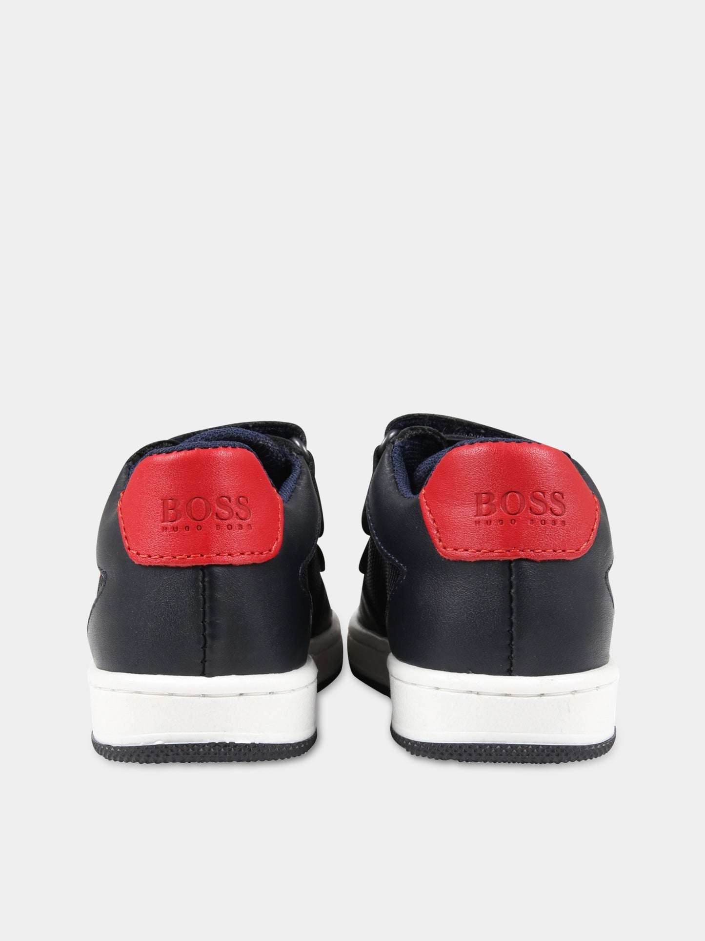 Sneakers nere per bambino con dettagli rossi e logo,Hugo Boss,J09160 849