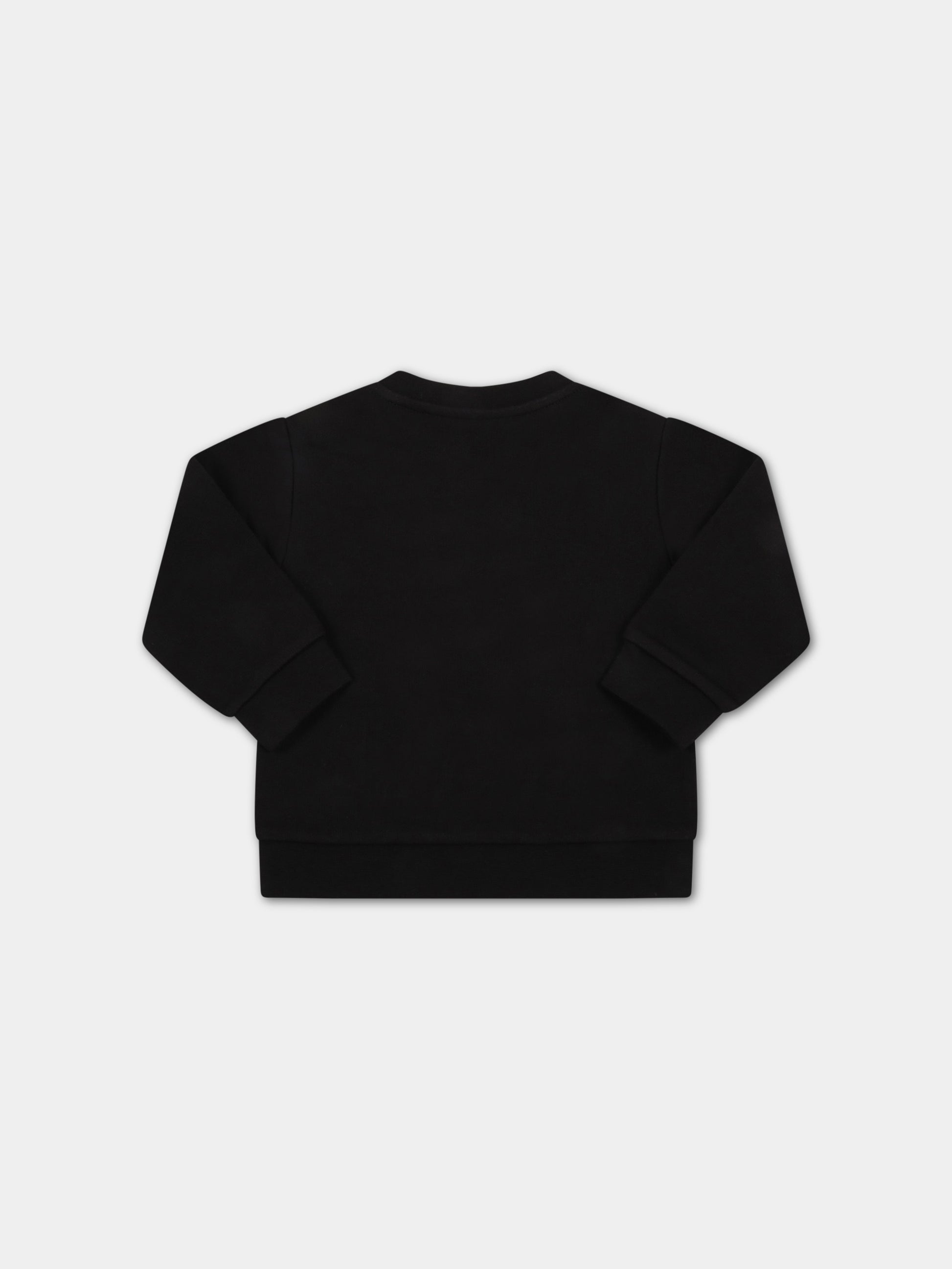 Felpa nera per neonata con loghi argentati,Balmain Kids,6R4530 Z0739 930AG