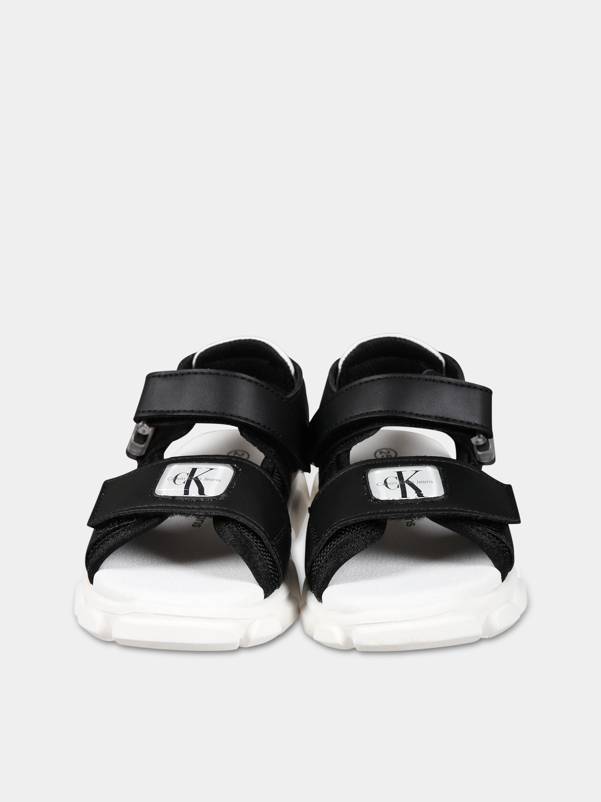 Sandalo nero per bambina con logo,Calvin Klein Kids,V1B2 80609 0211999