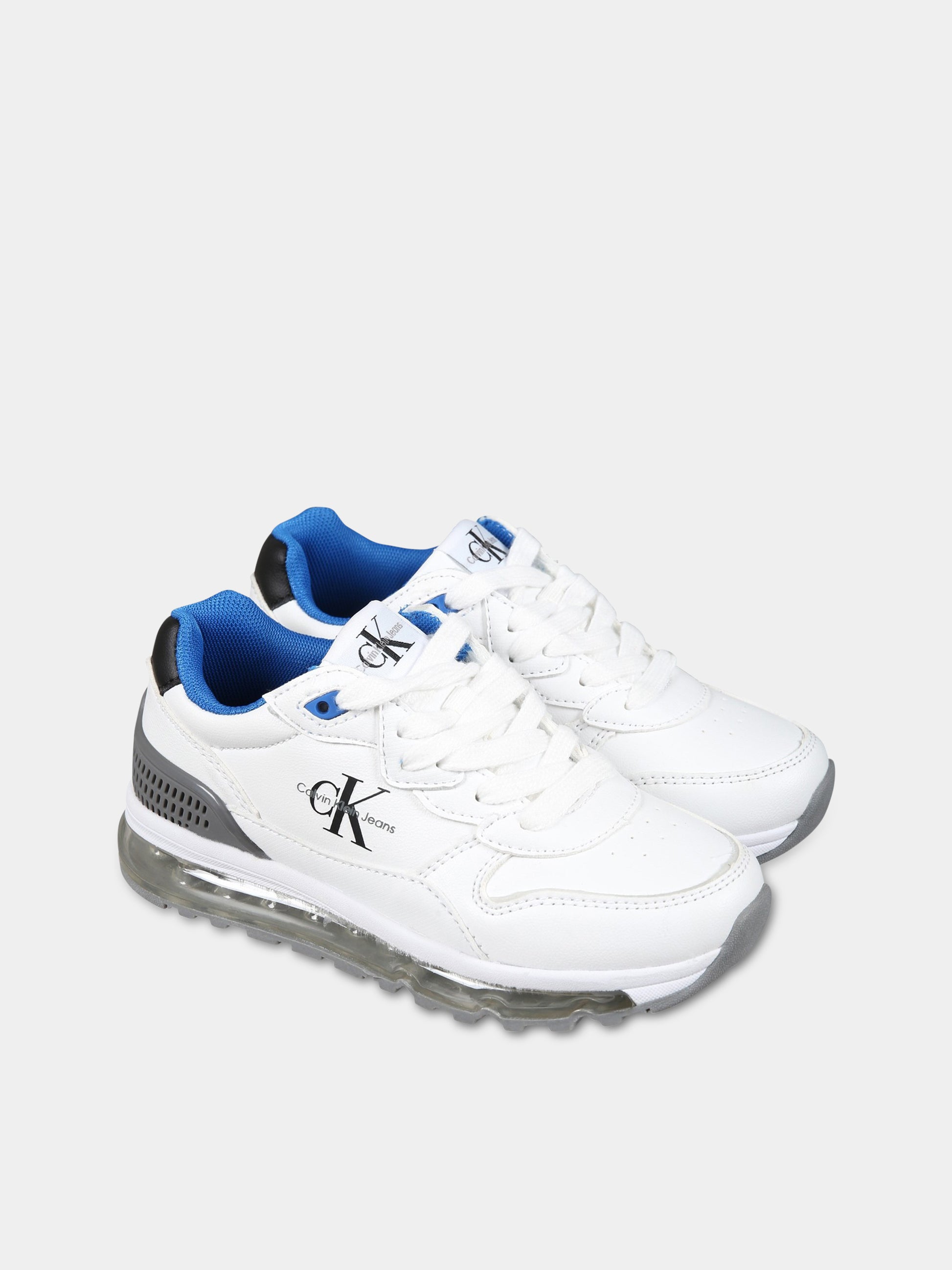 Sneakers bianche per bambino con logo,Calvin Klein Kids,V3B9 80388 0289X002