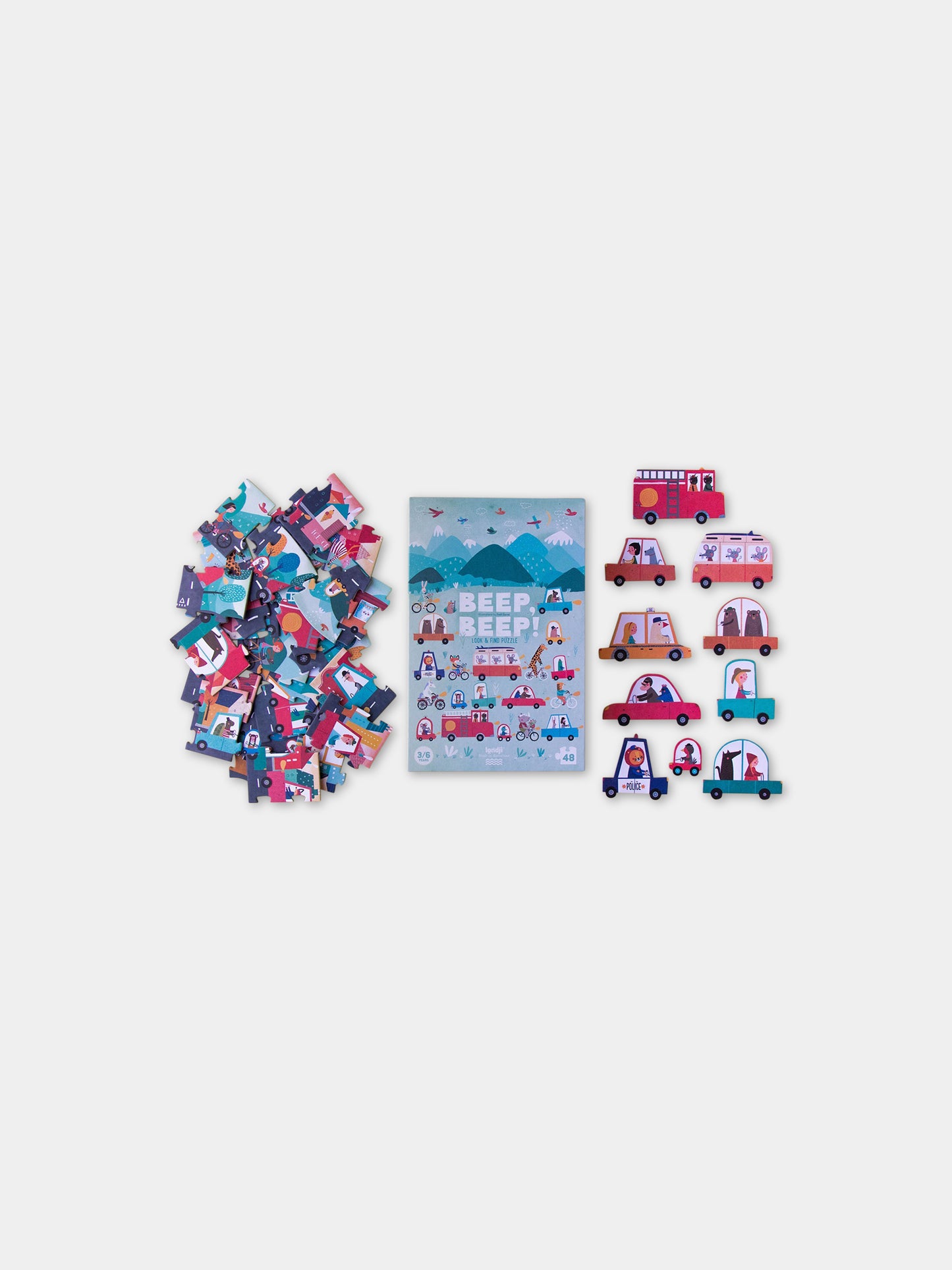 Puzzle multicolor per bambini con veicoli,Londji,PZ329U
