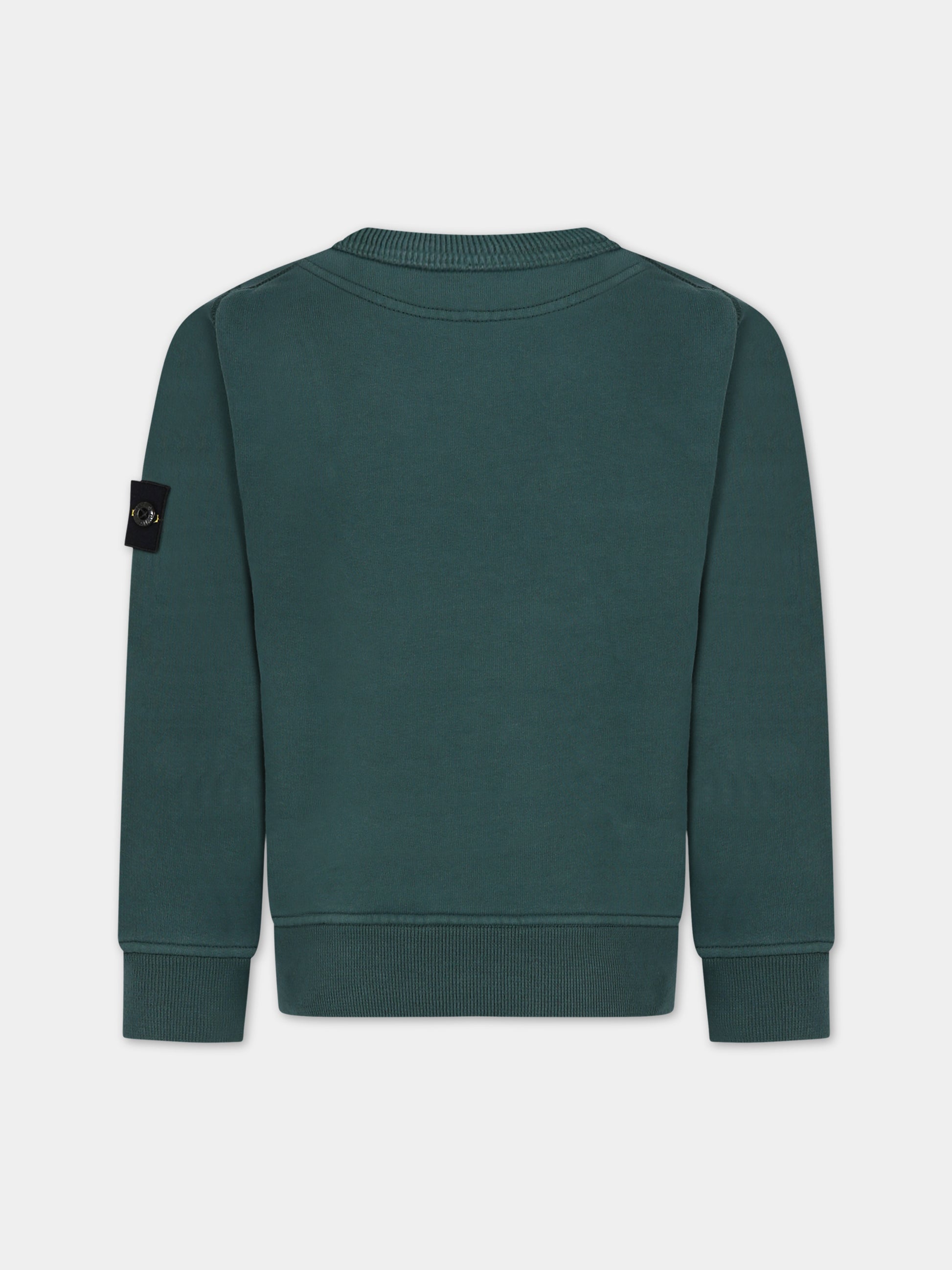 Felpa verde per bambino con bussola,Stone Island Junior,791661320 V0053