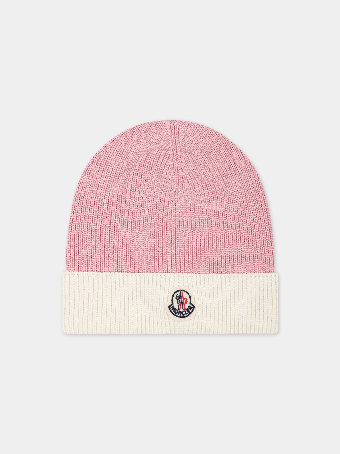 Berretto rosa per neonata con logo,Moncler Kids,951 3B00002 M1367 P05
