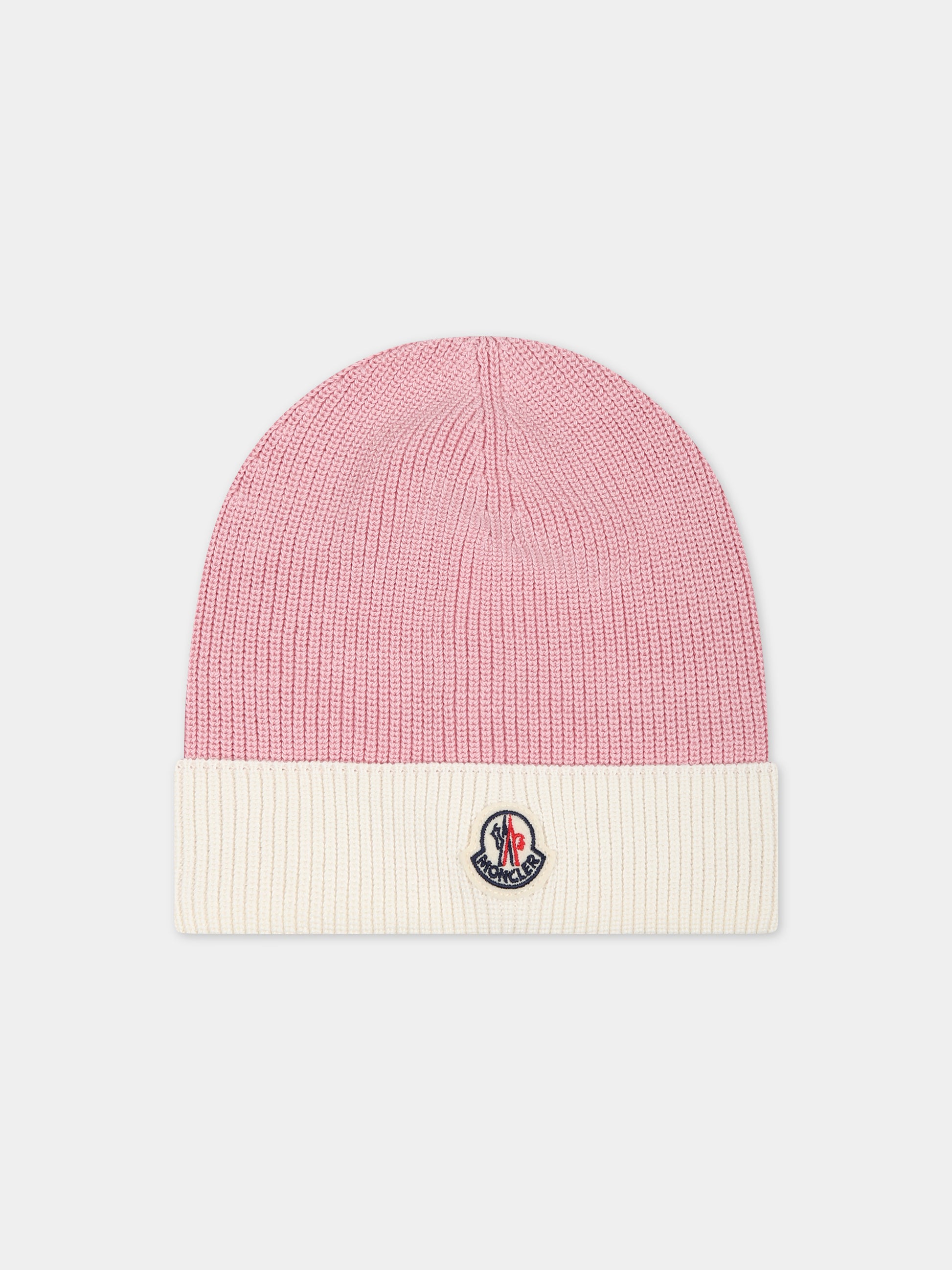 Berretto rosa per neonata con logo,Moncler Kids,951 3B00002 M1367 P05