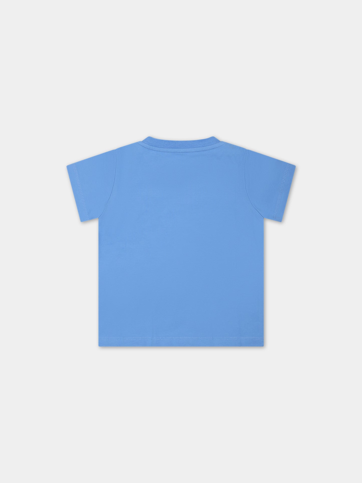 T-shirt azzurra per neonati con logo,Moncler Kids,951 8C00012 8790M 707