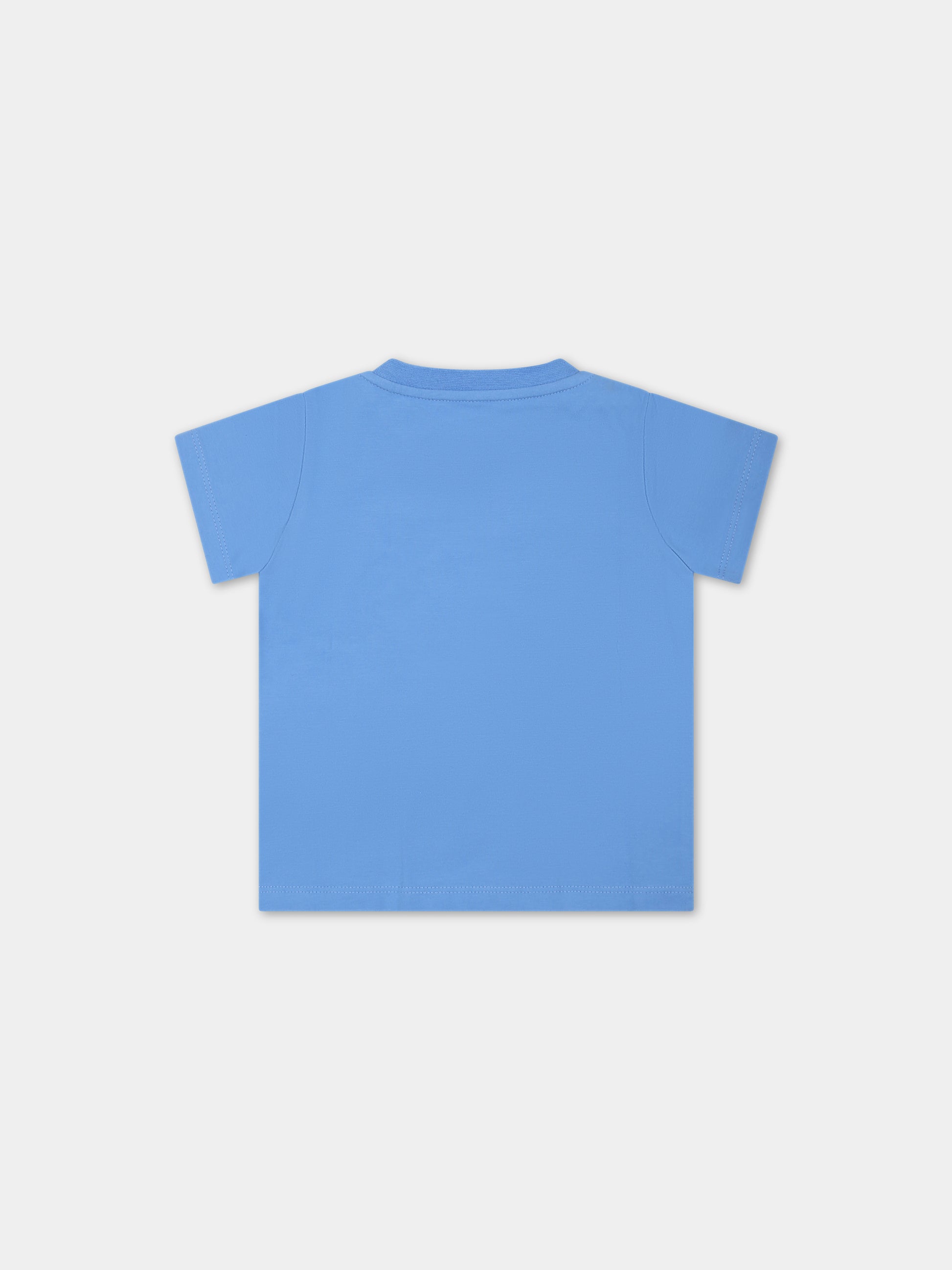 T-shirt azzurra per neonati con logo,Moncler Kids,951 8C00012 8790M 707