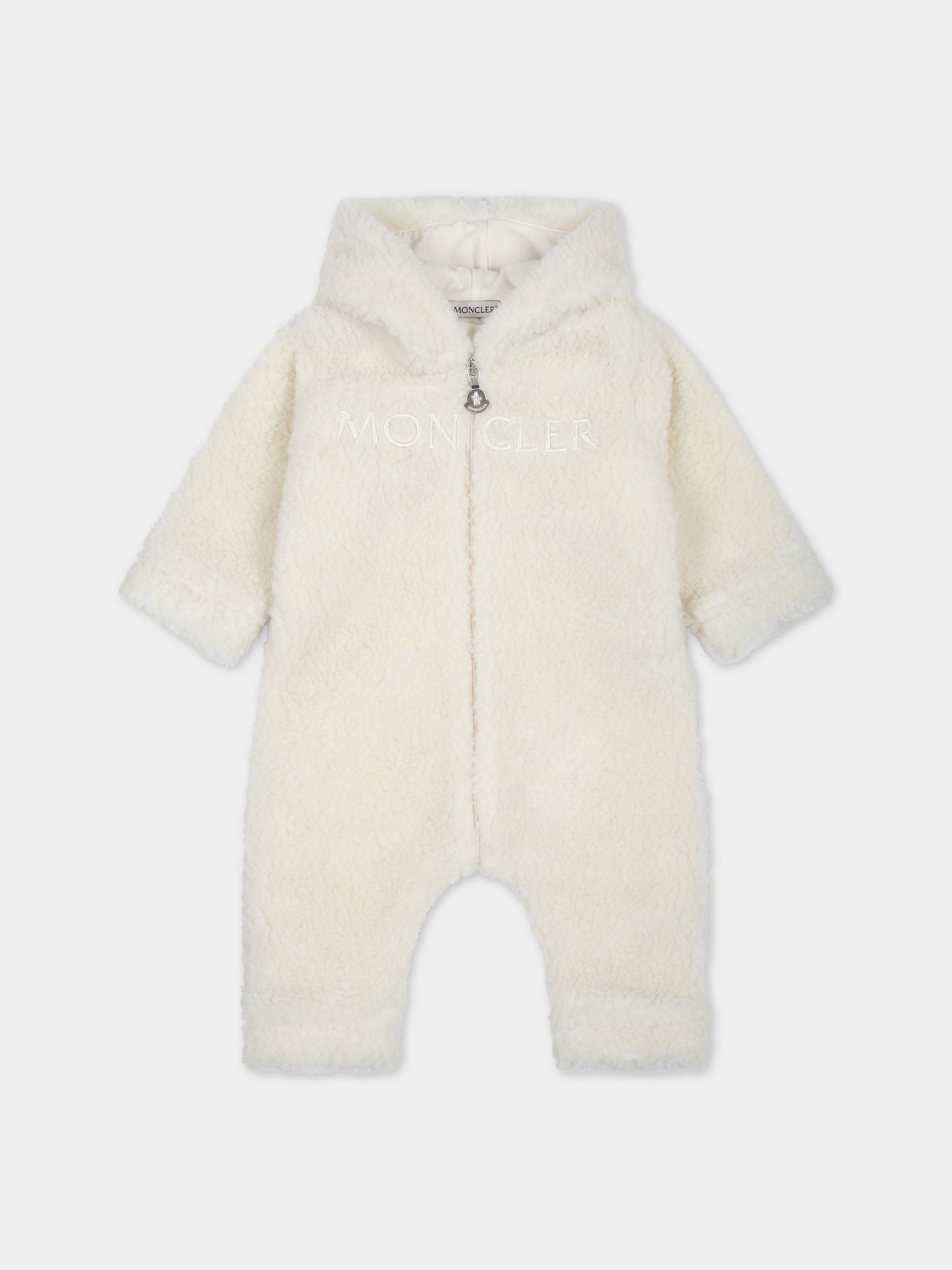 Tutina bianca per neonati con logo,Moncler Kids,951 8L00001 89A3X 034