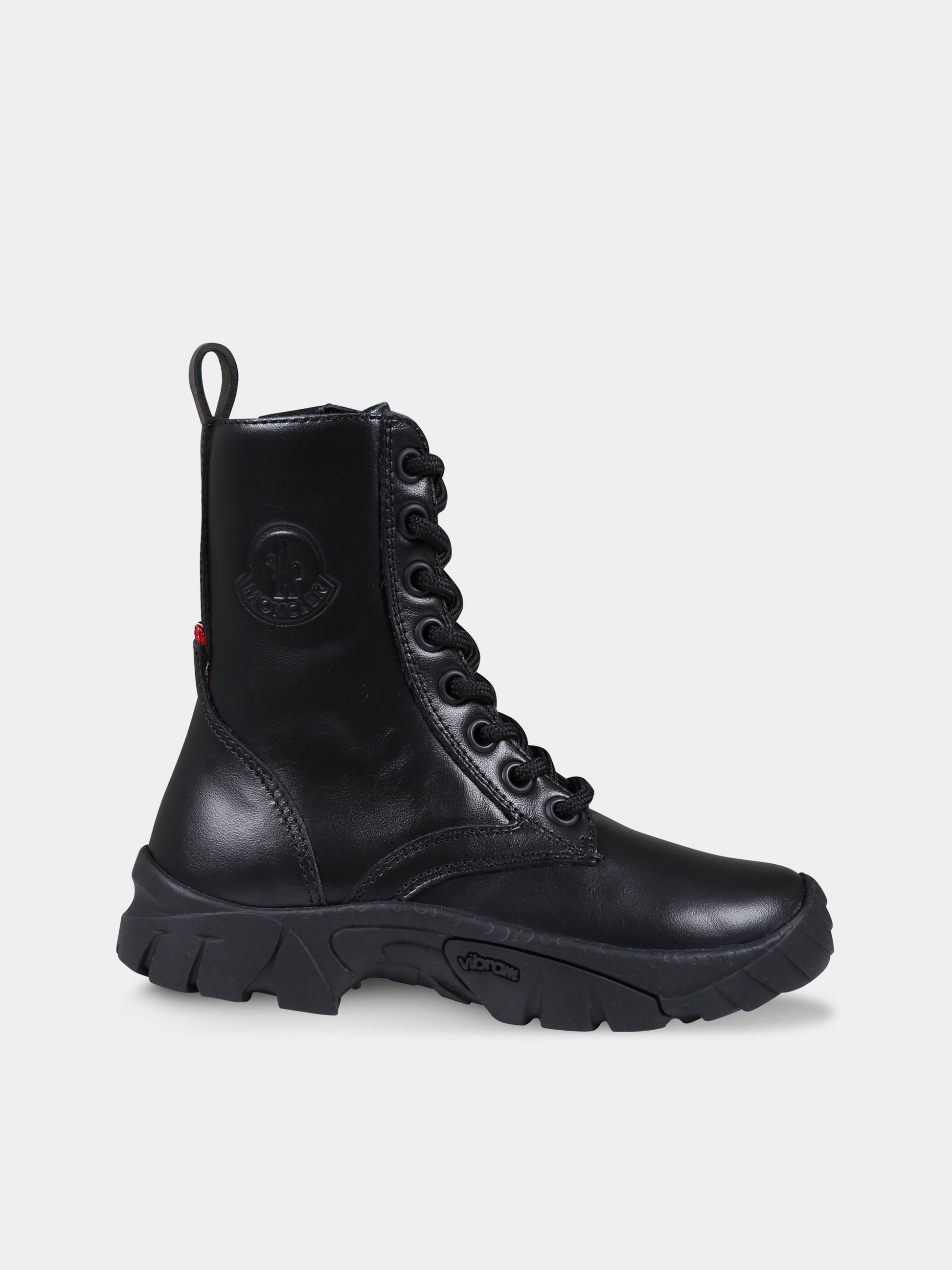 Anfibi neri per bambini con logo,Moncler Kids,954 4F00010 M3431 999
