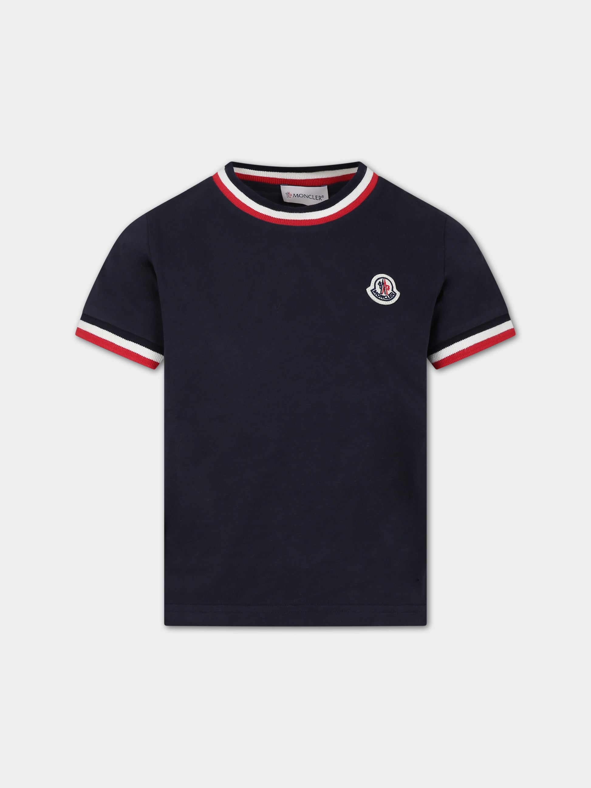 T-shirt bianca per bambino con logo,Moncler Kids,954 8C00023 83092 778