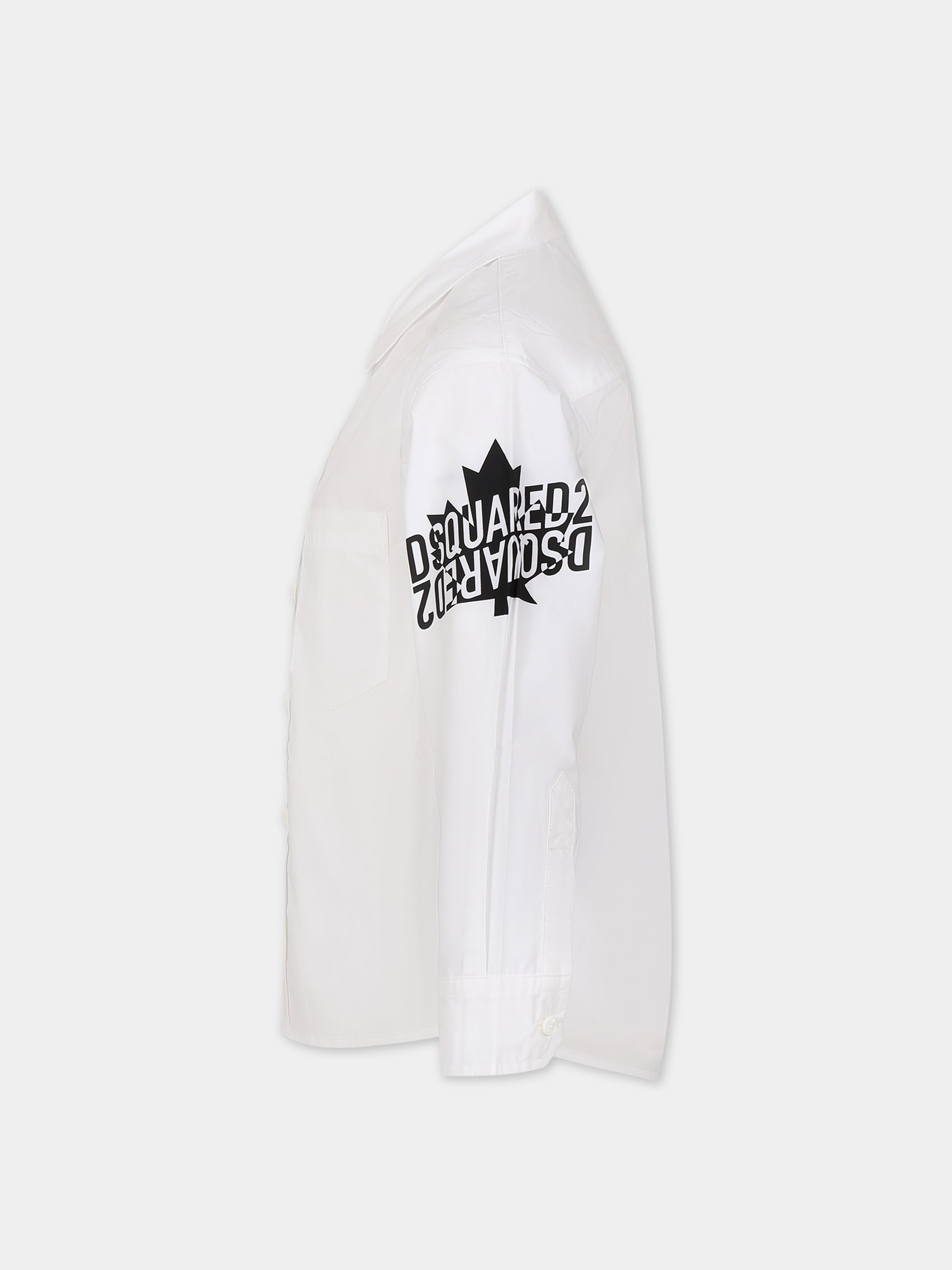 Camicia bianca per bambino con logo,Dsquared2,DQ1746 D007D D2C191U DQ100
