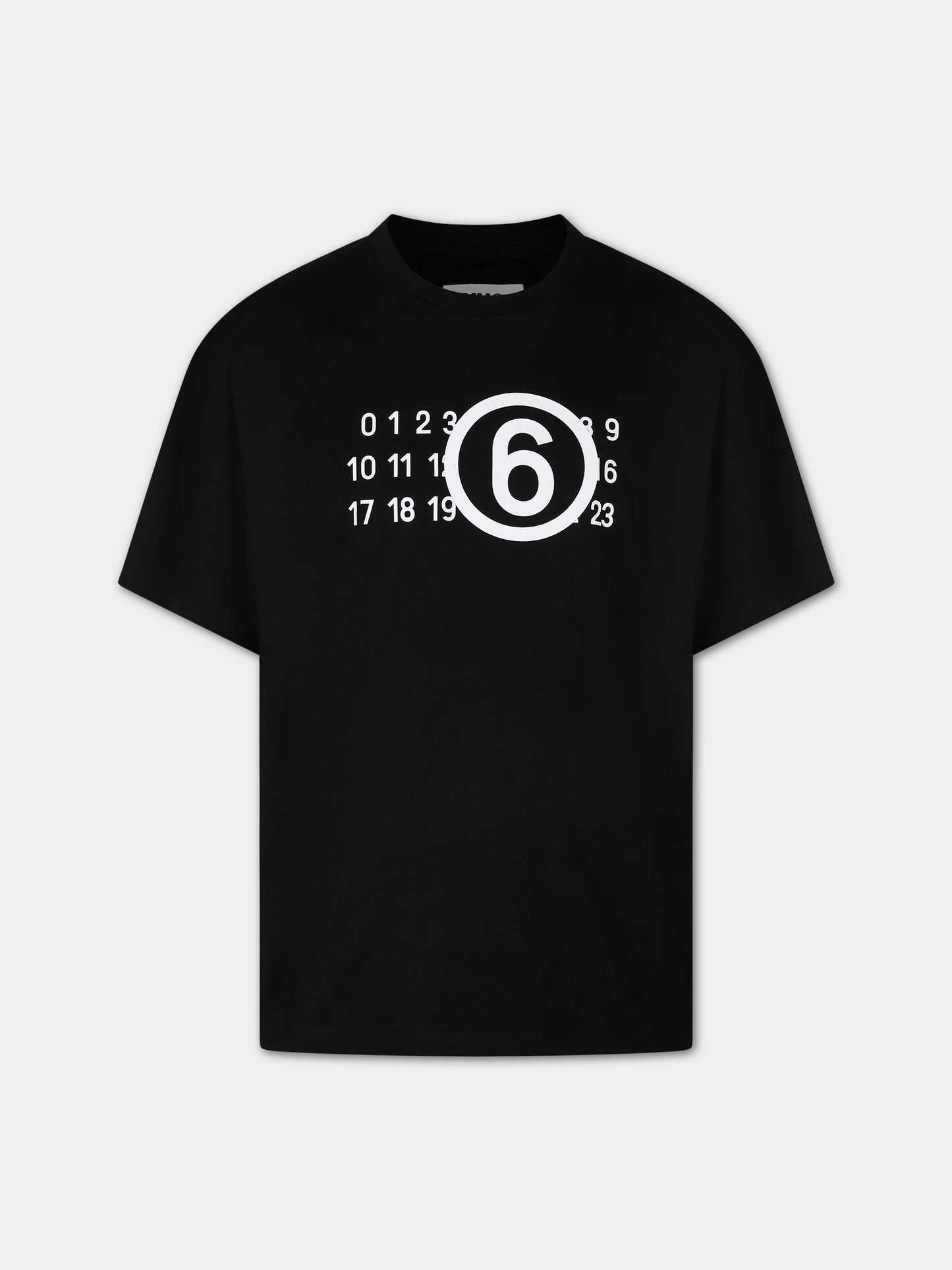 T-shirt nera per bambini con logo,Mm6 Maison Margiela,M60422 MM010 MM6T72U M6900