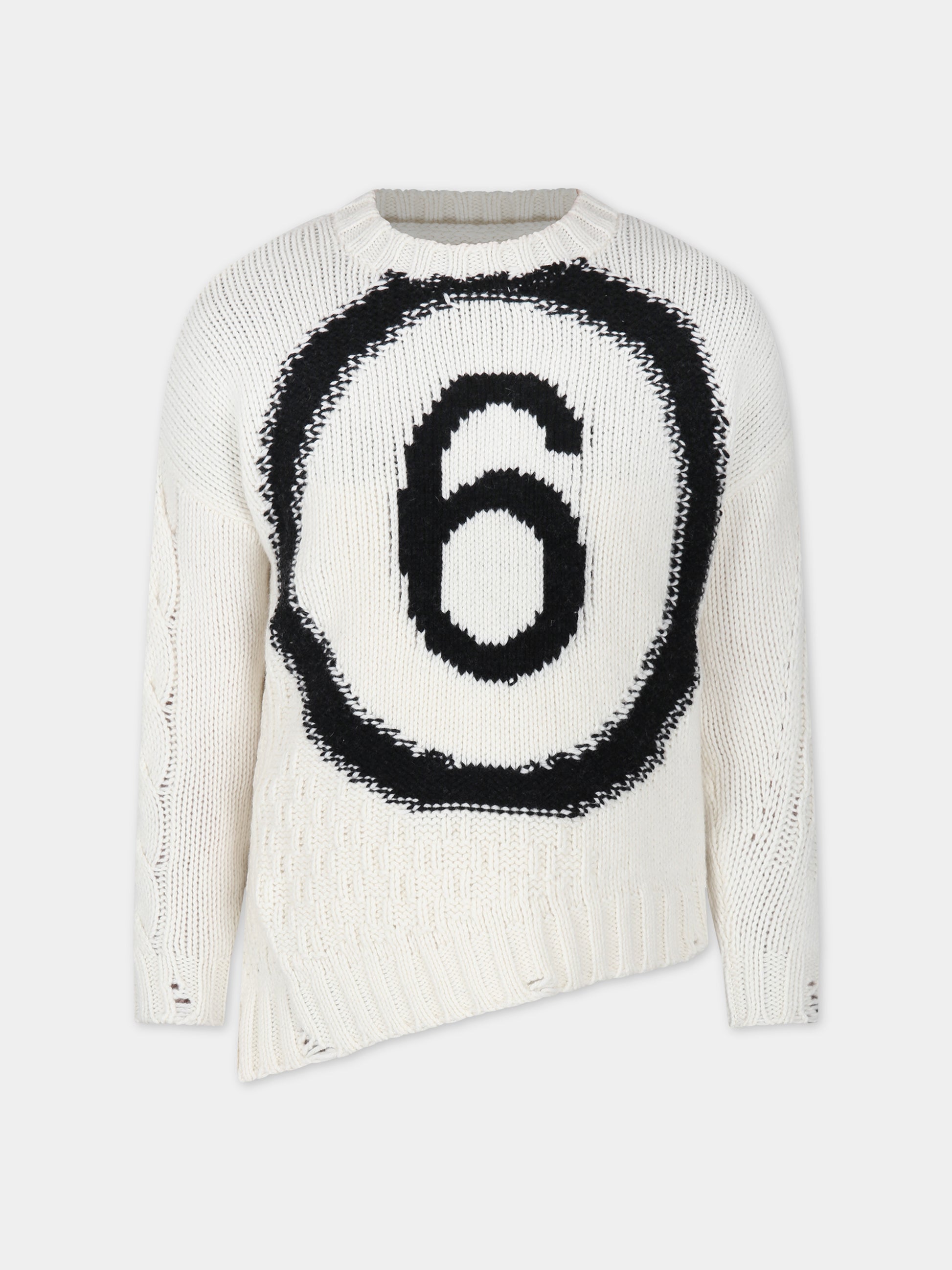 Maglione bianco per bambini con logo,Mm6 Maison Margiela,M60476 MM01T MM6K18U M6101