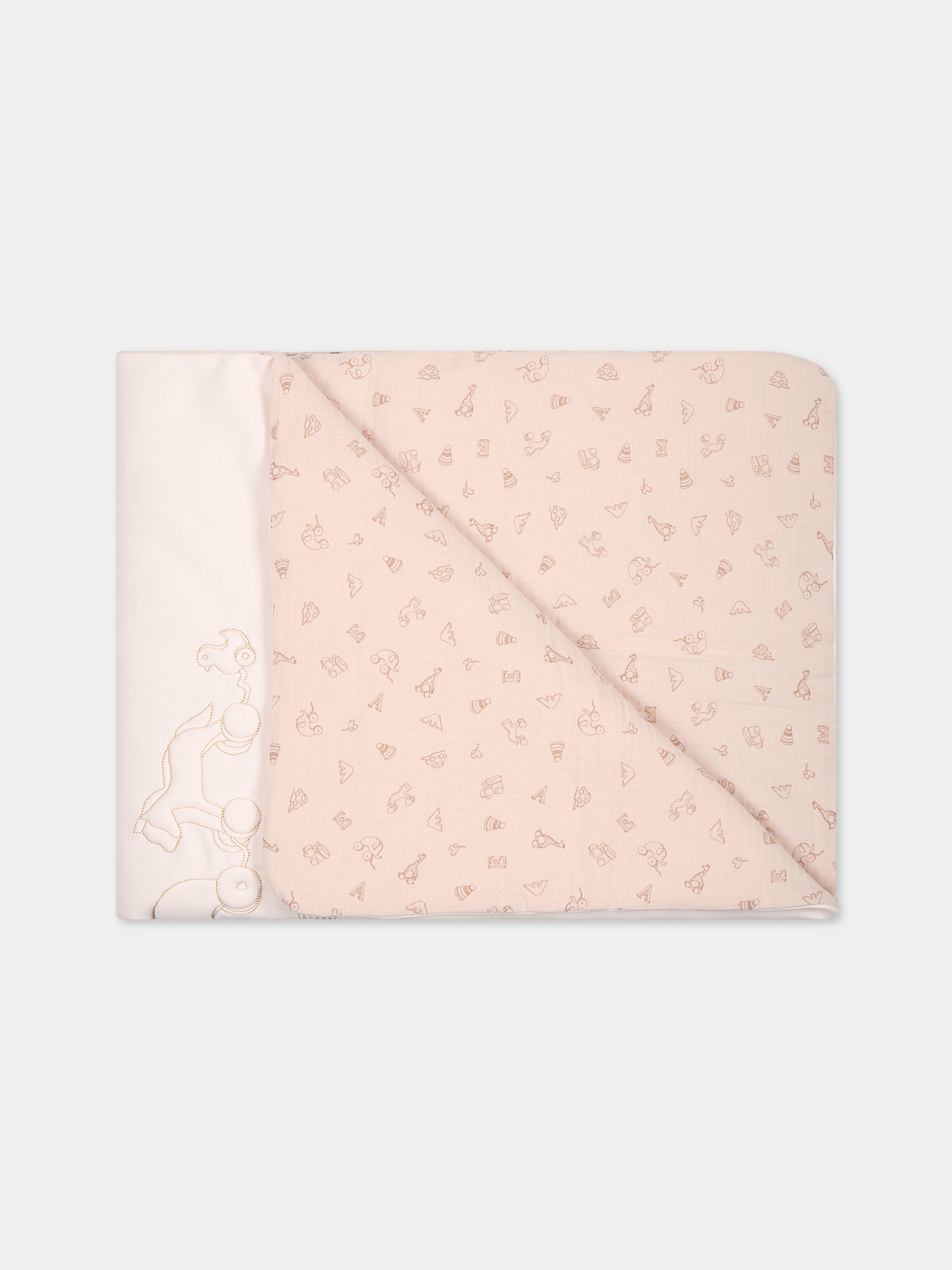 Coperta avorio per neonata con giochi e aquilotto,Armani Junior,6RN803 NJ0LZ 0355