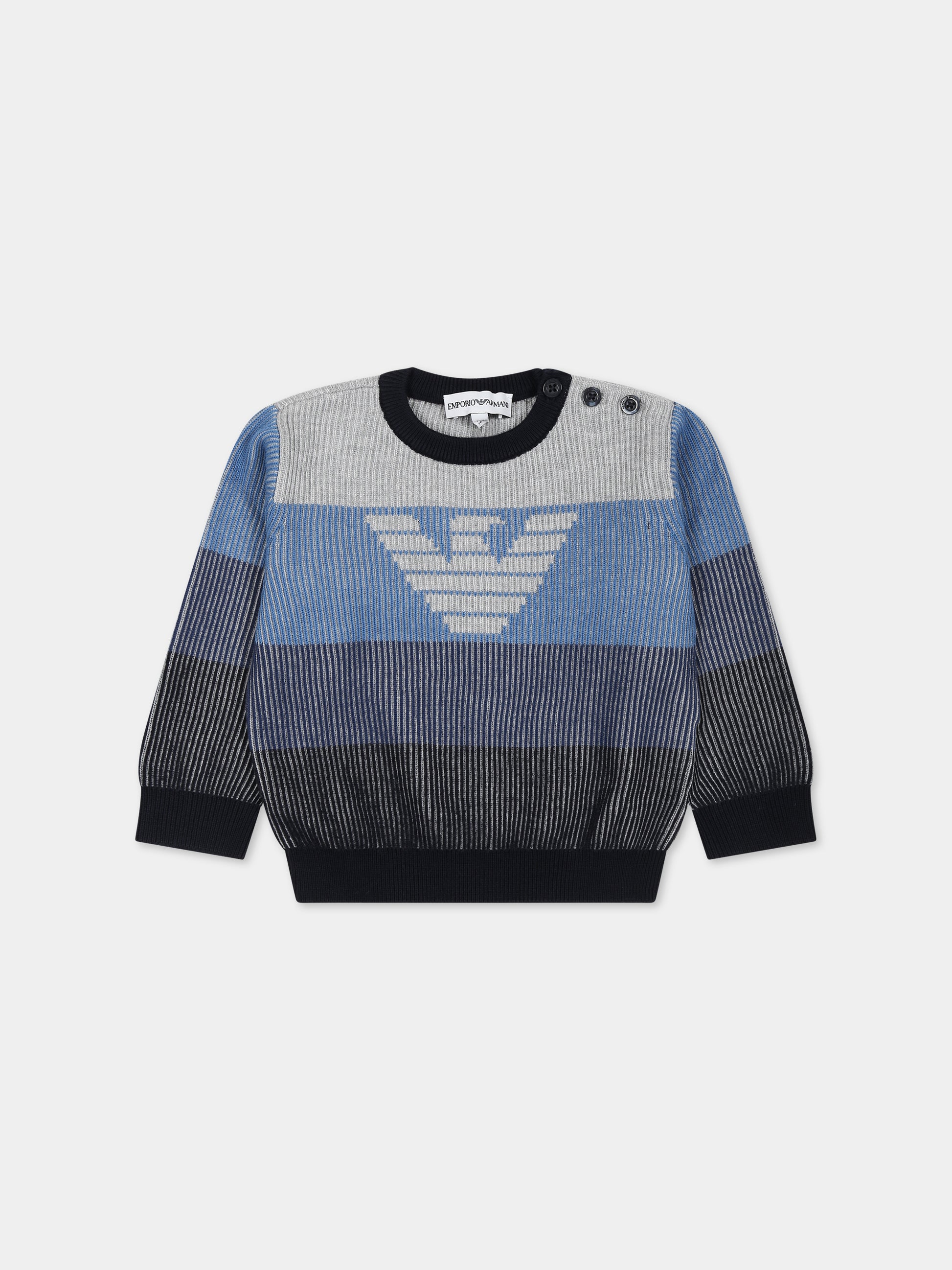 Maglione blu per neonato con aquilotto,Armani Junior,6RHM56 4MHDZ F610