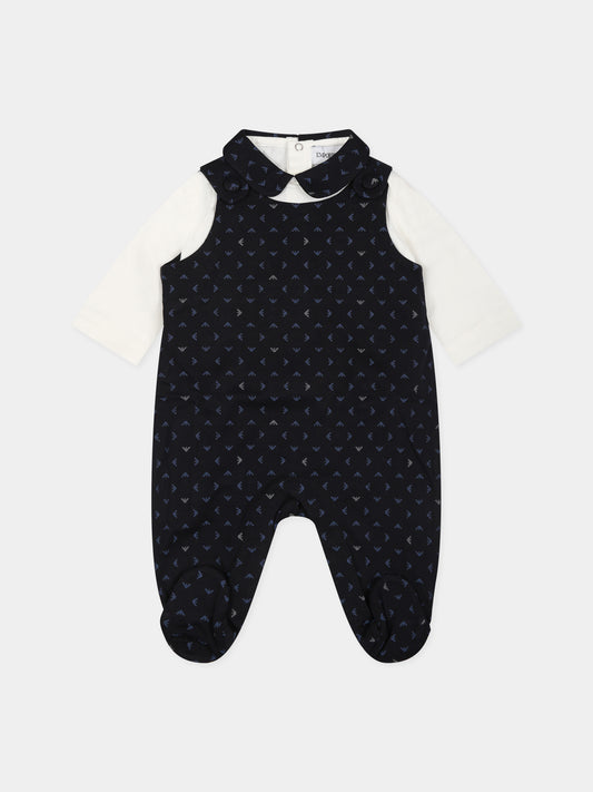Completo blu per neonato con iconici aquilotti,Armani Junior,8NNV48 NJ05Z F919
