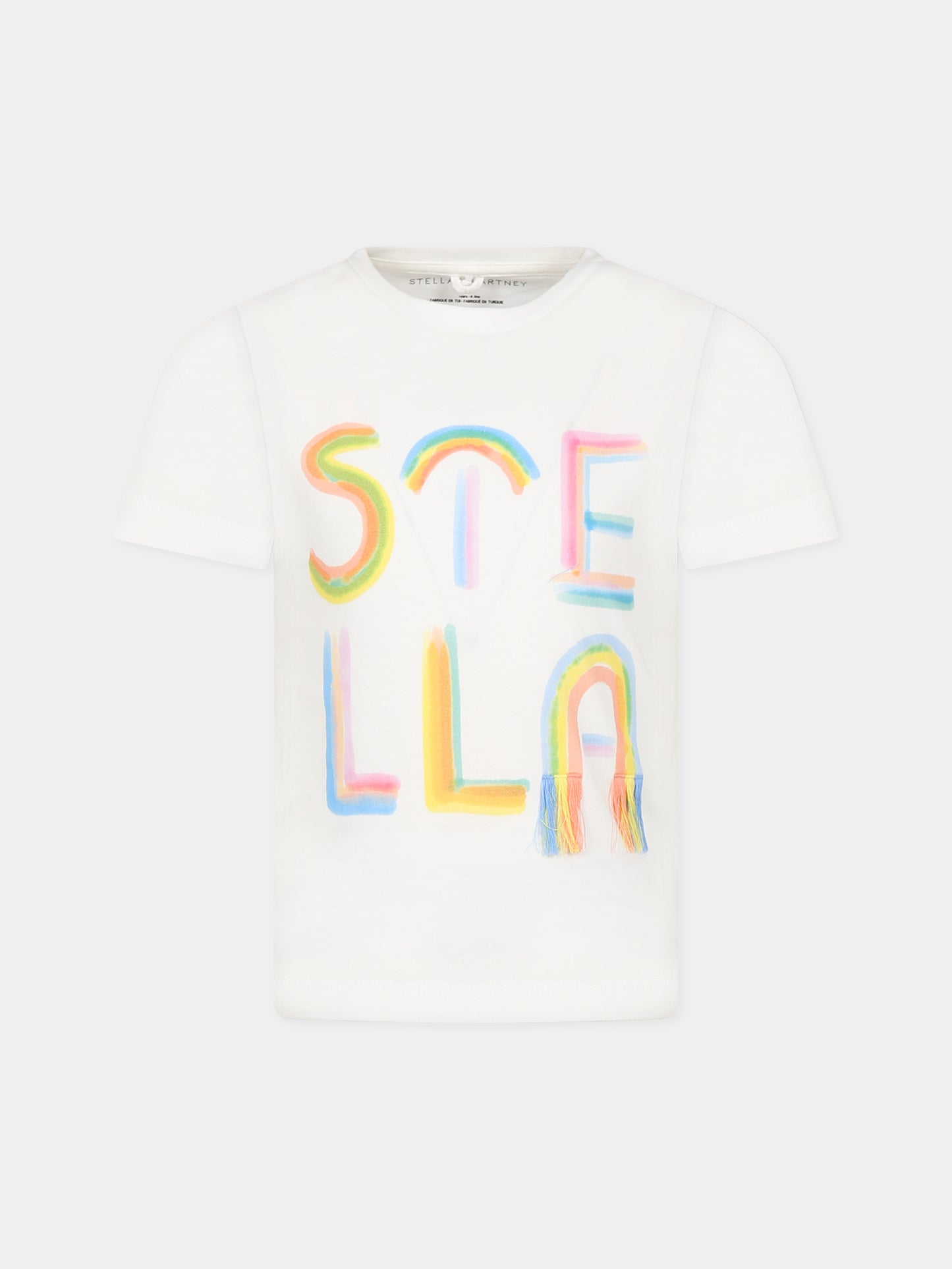 T-shirt bianca per bambina con logo,Stella Mccartney Kids,TT8D81 Z0434 101