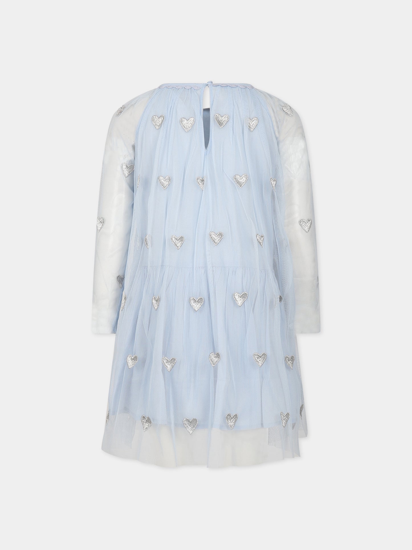 Vestito celeste per bambina con cuori,Stella Mccartney Kids,TT1A90 Z1309 602EM
