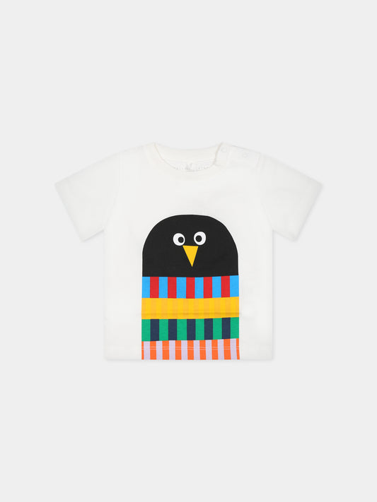 T-shirt bianca per neonato con logo e stampa,Stella Mccartney Kids,TT8661 Z0434 101