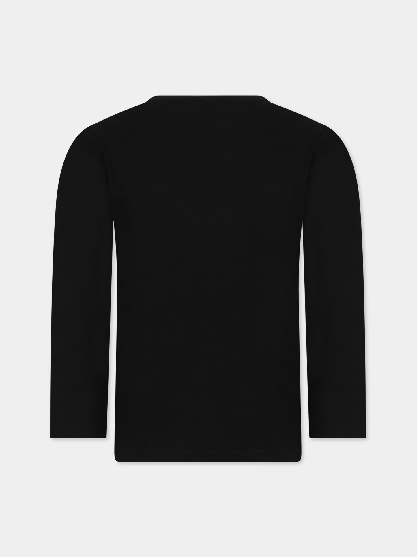 T-shirt nera per bambino con stampa e logo,Stella Mccartney Kids,TT8S90 Z0434 930