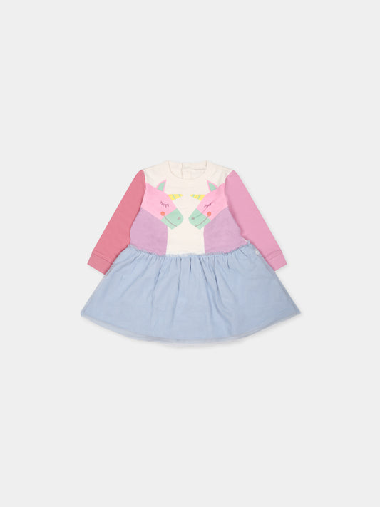 Vestito multicolor per neonata con unicorni,Stella Mccartney Kids,TT1251 Z0447 101