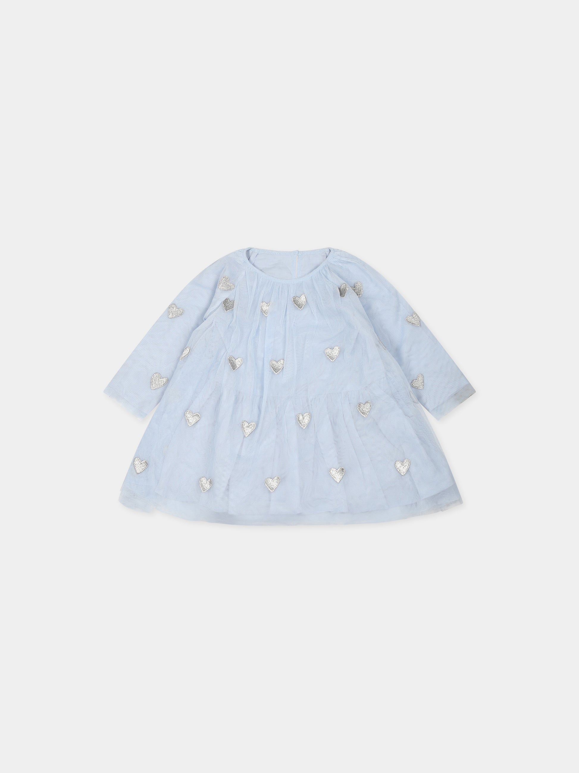 Vestito celeste per neonata con cuori,Stella Mccartney Kids,TT1051 Z1309 602EM