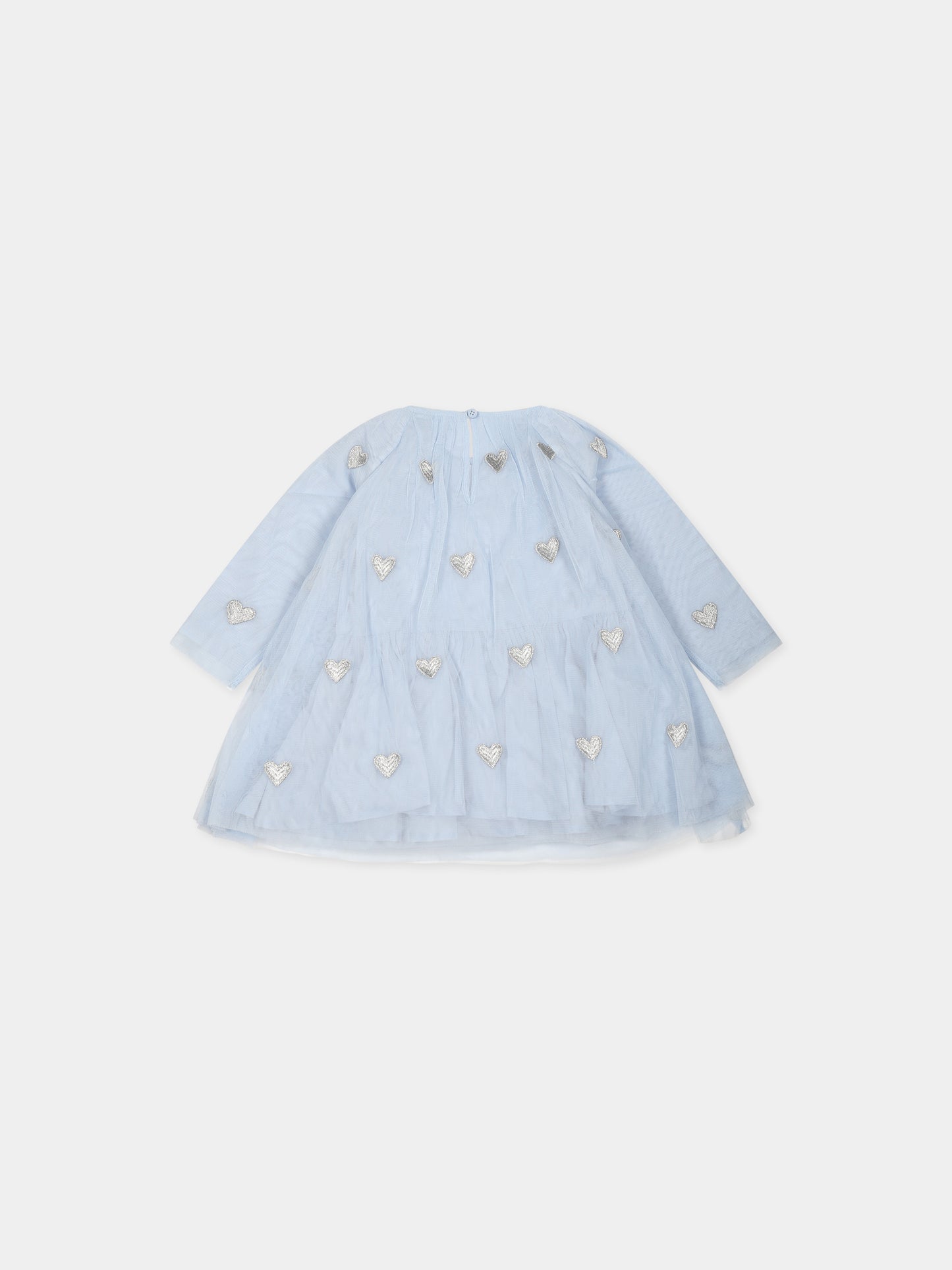 Vestito celeste per neonata con cuori,Stella Mccartney Kids,TT1051 Z1309 602EM