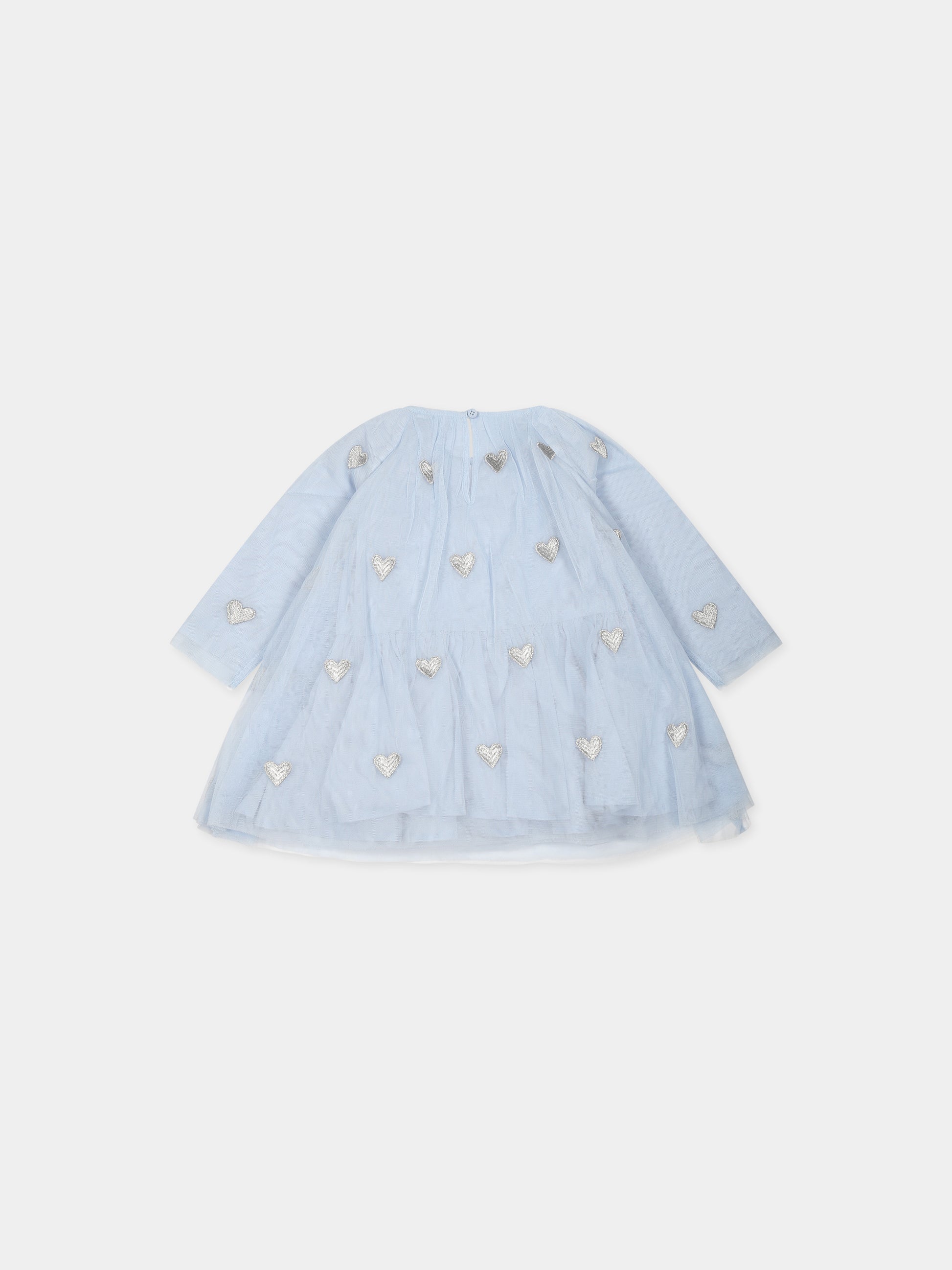 Vestito celeste per neonata con cuori,Stella Mccartney Kids,TT1051 Z1309 602EM