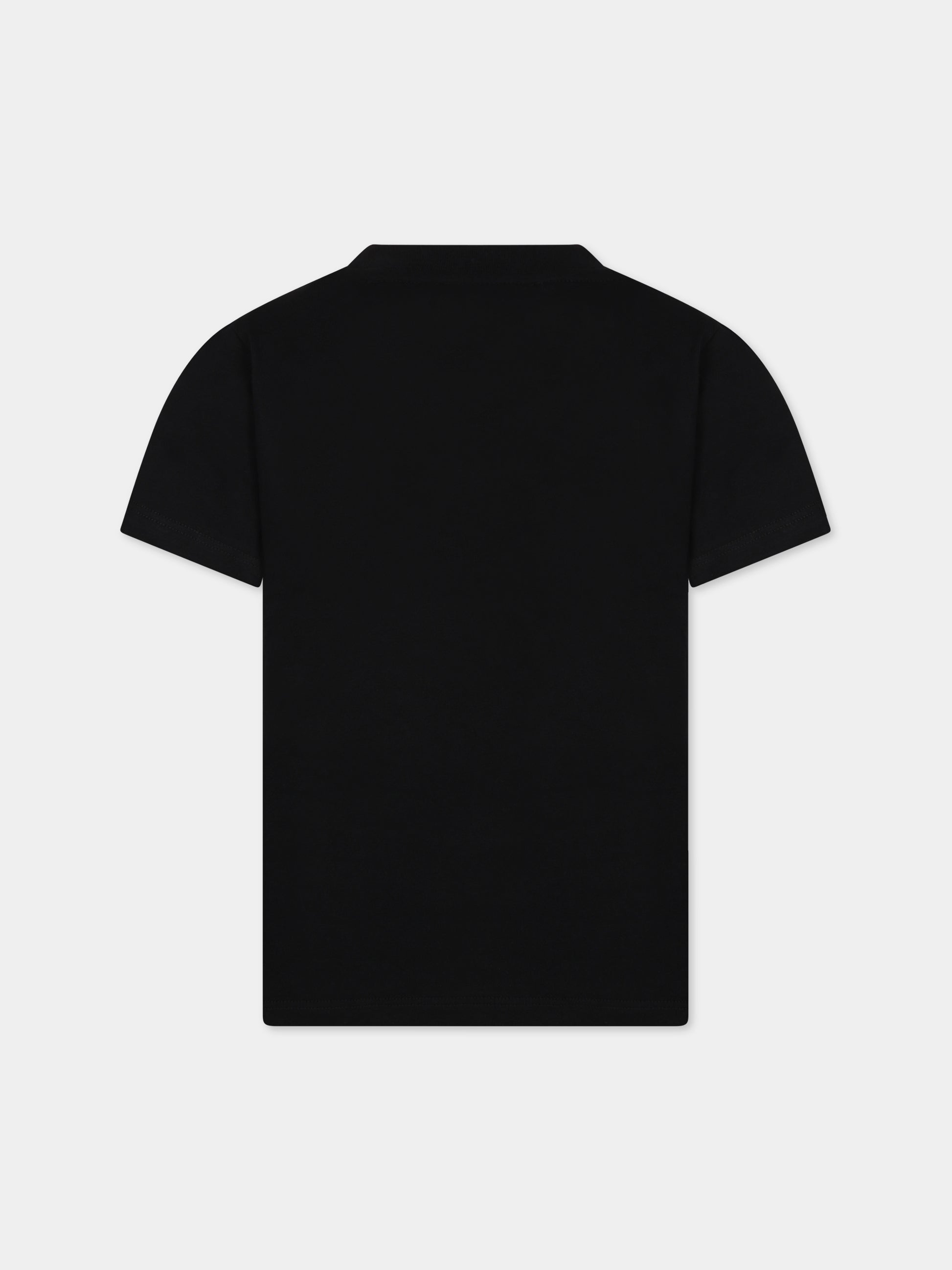 T-shirt nera con iconico logo metallizzato per bambina,Balmain Kids,BT8A81 Z0057 930