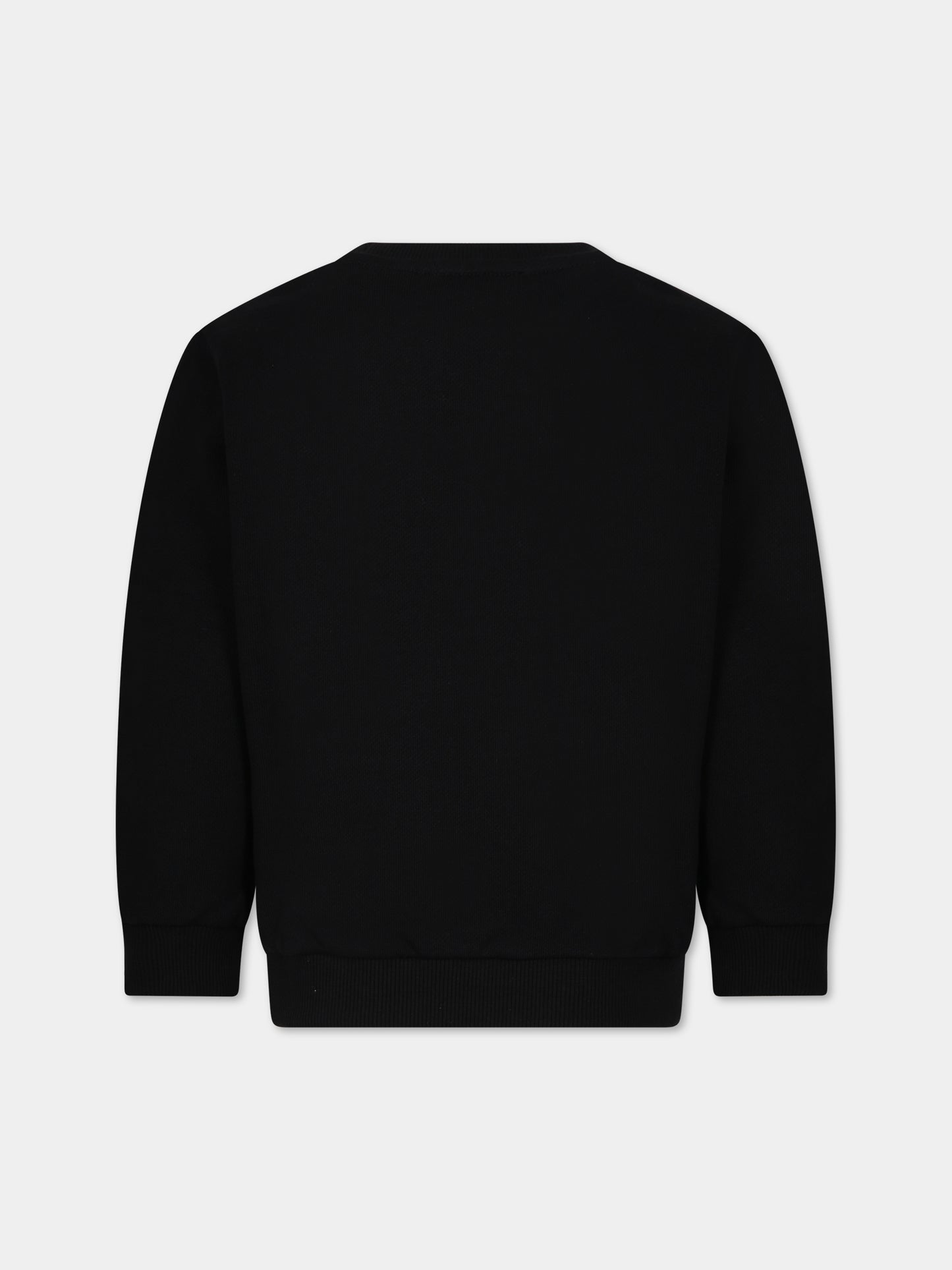 Felpa nera con iconico logo metallizzato per bambina,Balmain Kids,BT4A60 Z0001 930