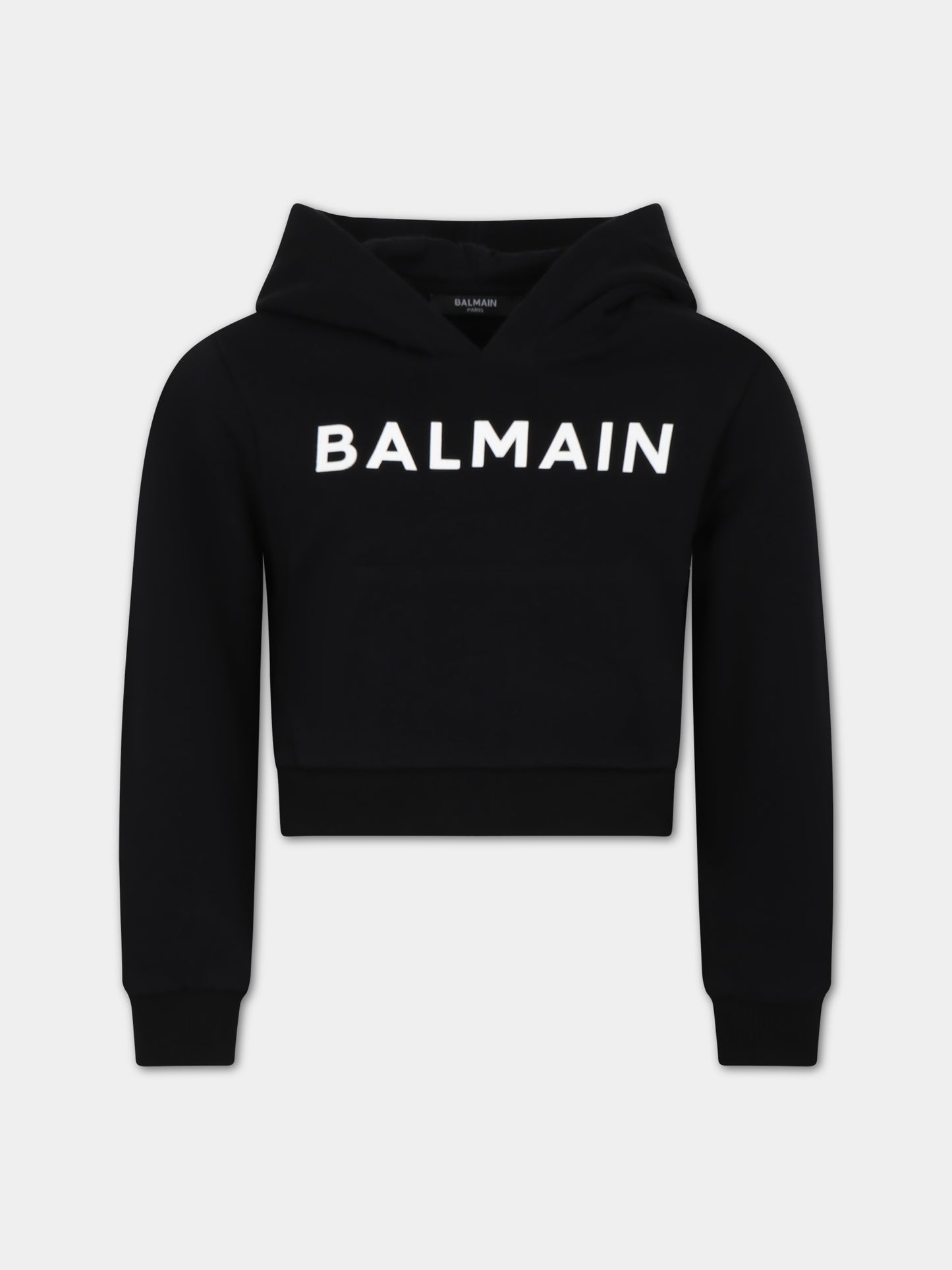 Felpa nera per bambina con logo,Balmain Kids,BT4A80 Z0001 930AV