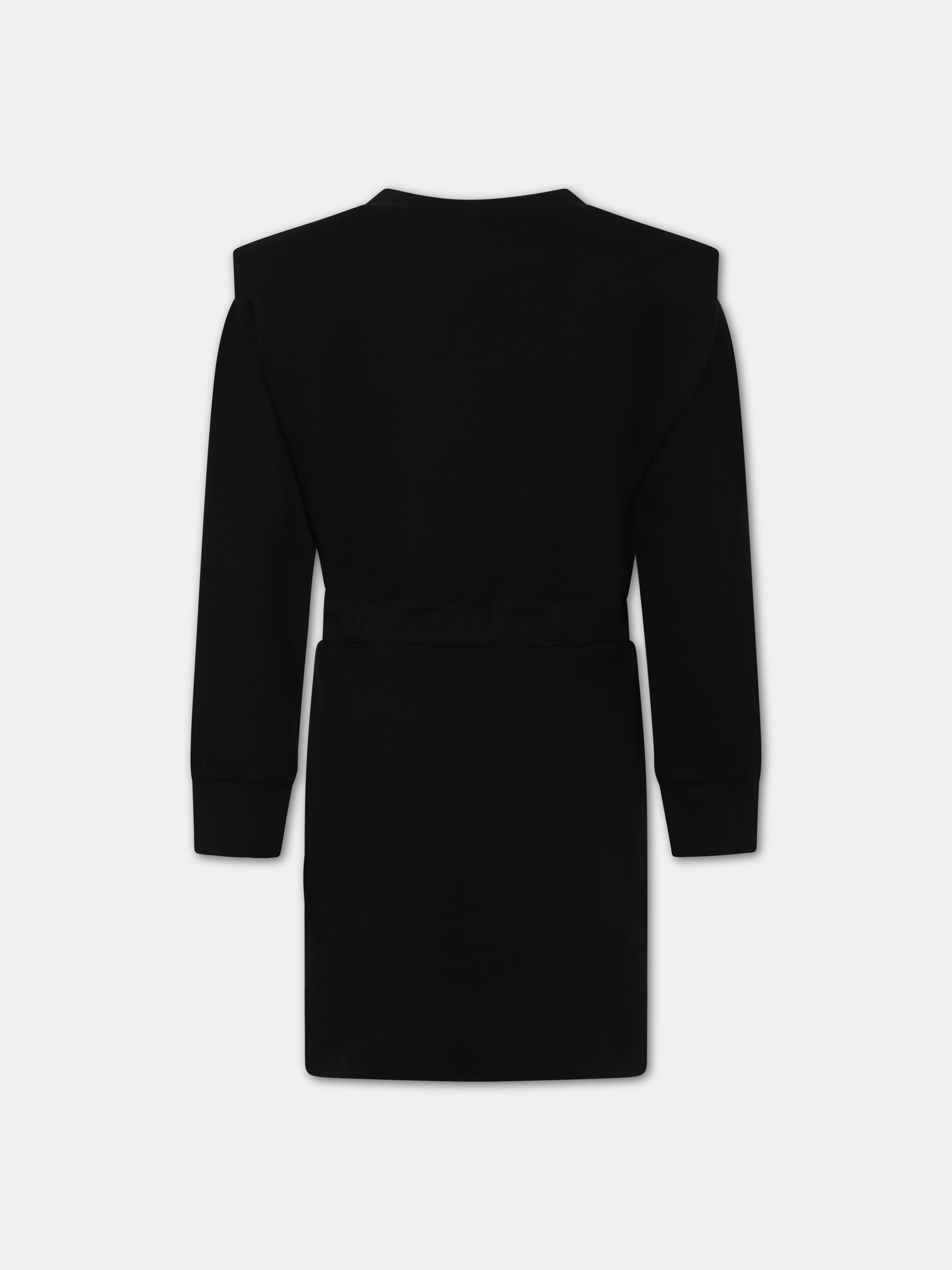 Vestito nero per bambina con logo,Balmain Kids,BT1A80 Z0001 930