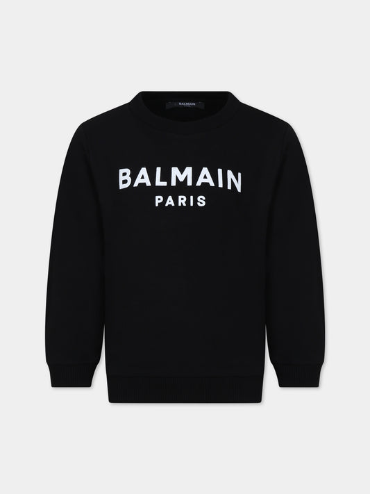 Felpa nera per bambini con logo,Balmain Kids,BT4Q80 Z0114 930BC